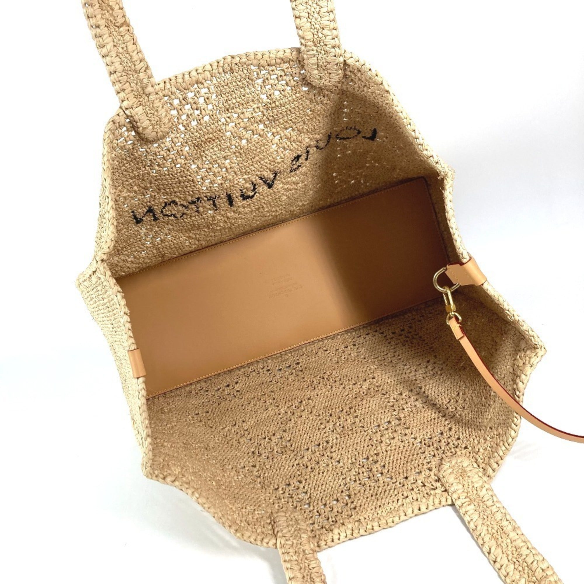 Louis Vuitton Natural Raffia Leather Handbag Shoulder Bag Tote Bag (Pre-Owned)
