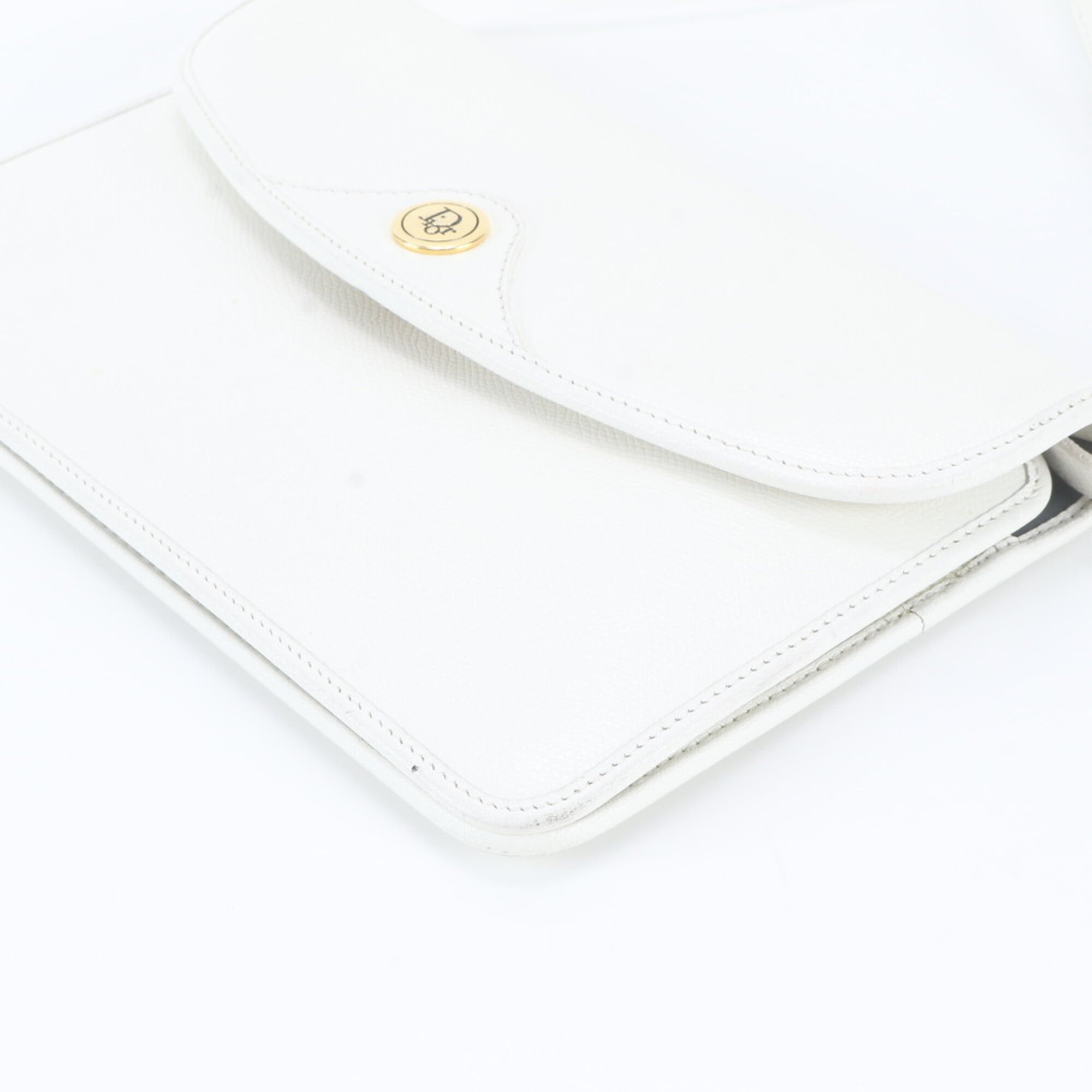 Christian Dior White Leather Crossbody Bag Shoulder Bag Tote Bag (Pre-Owned)