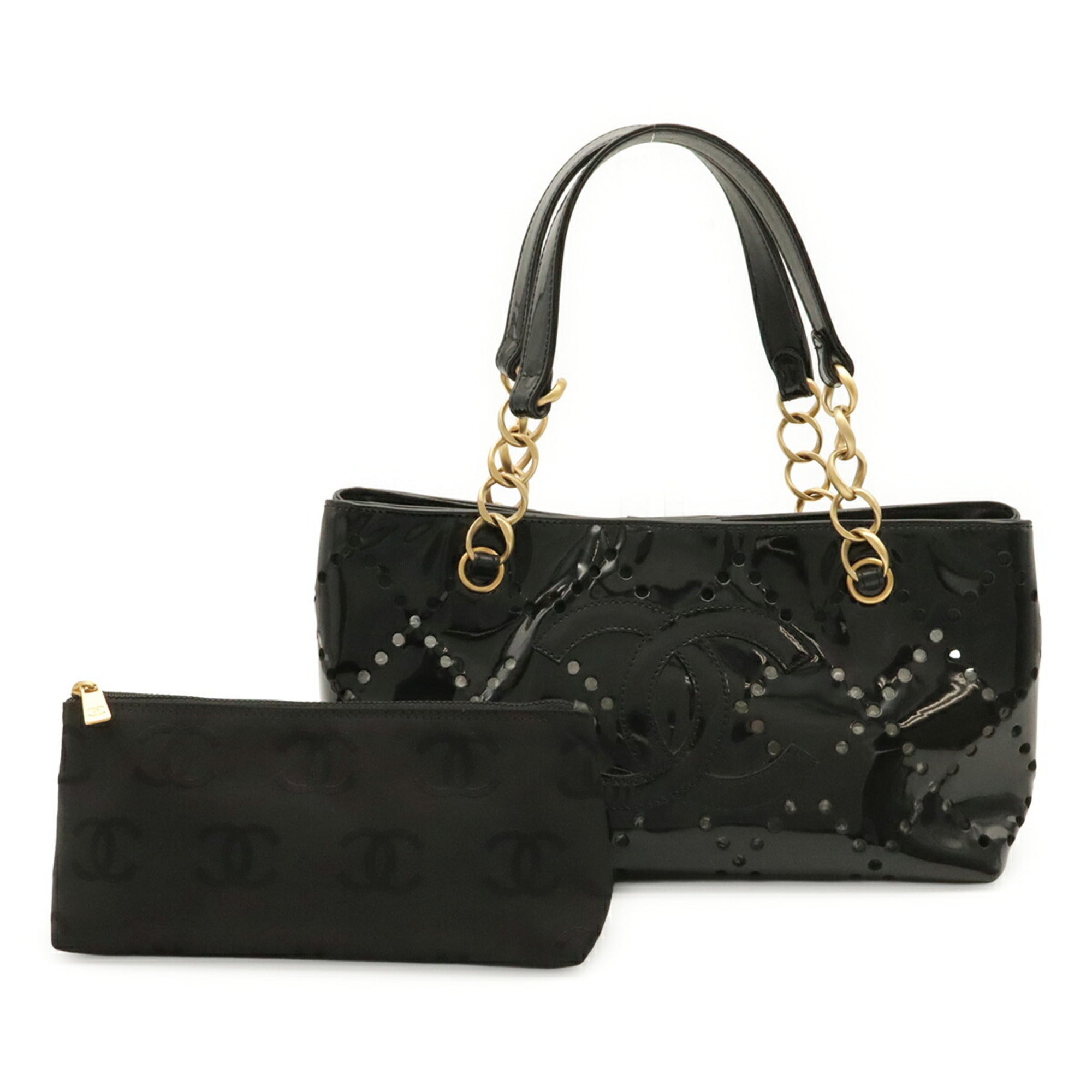 Chanel Black Leather Shoulder Bag Tote Bag (Pre-Owned)