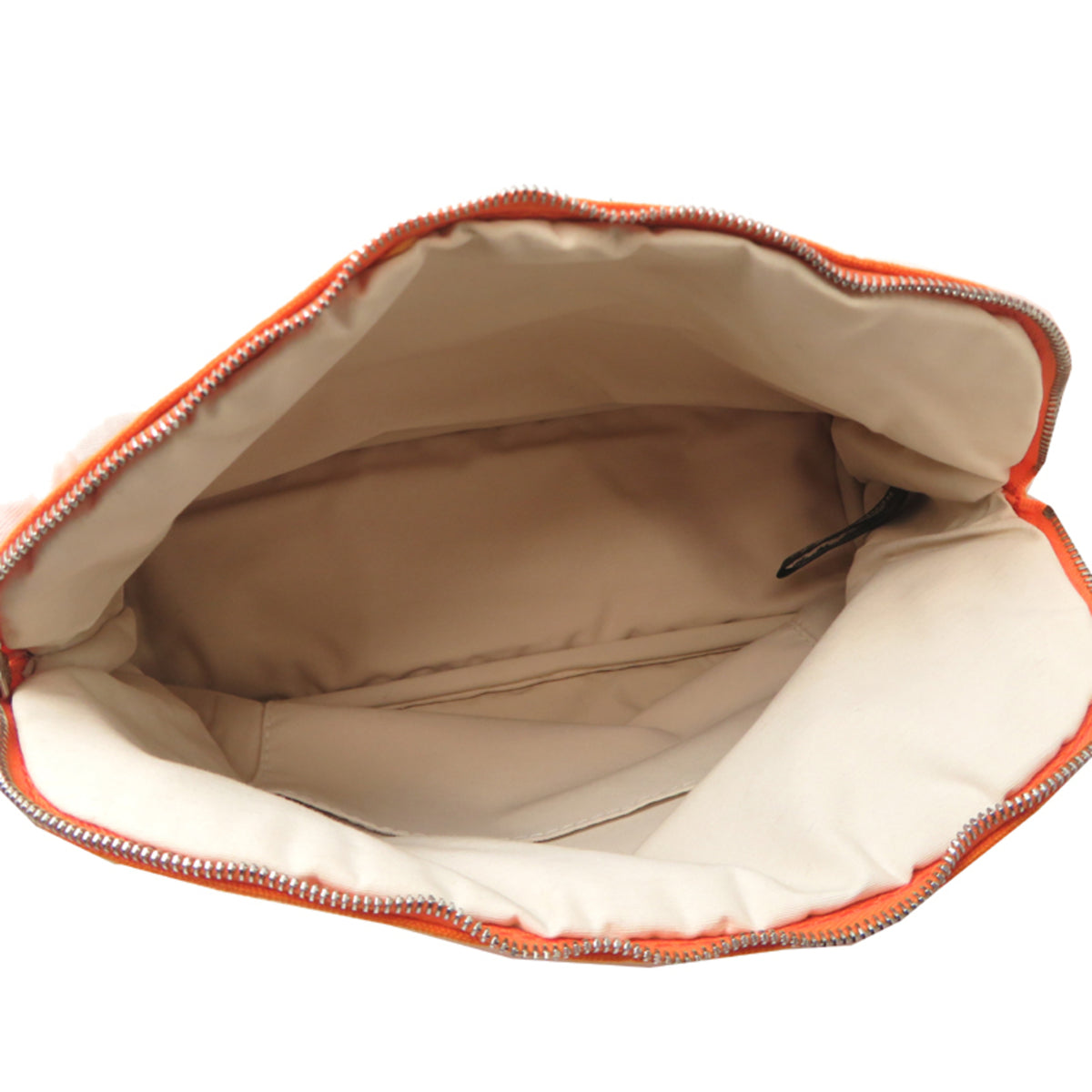 Hermes Orange Cotton Canvas Leather Pouch (Pre-Owned)