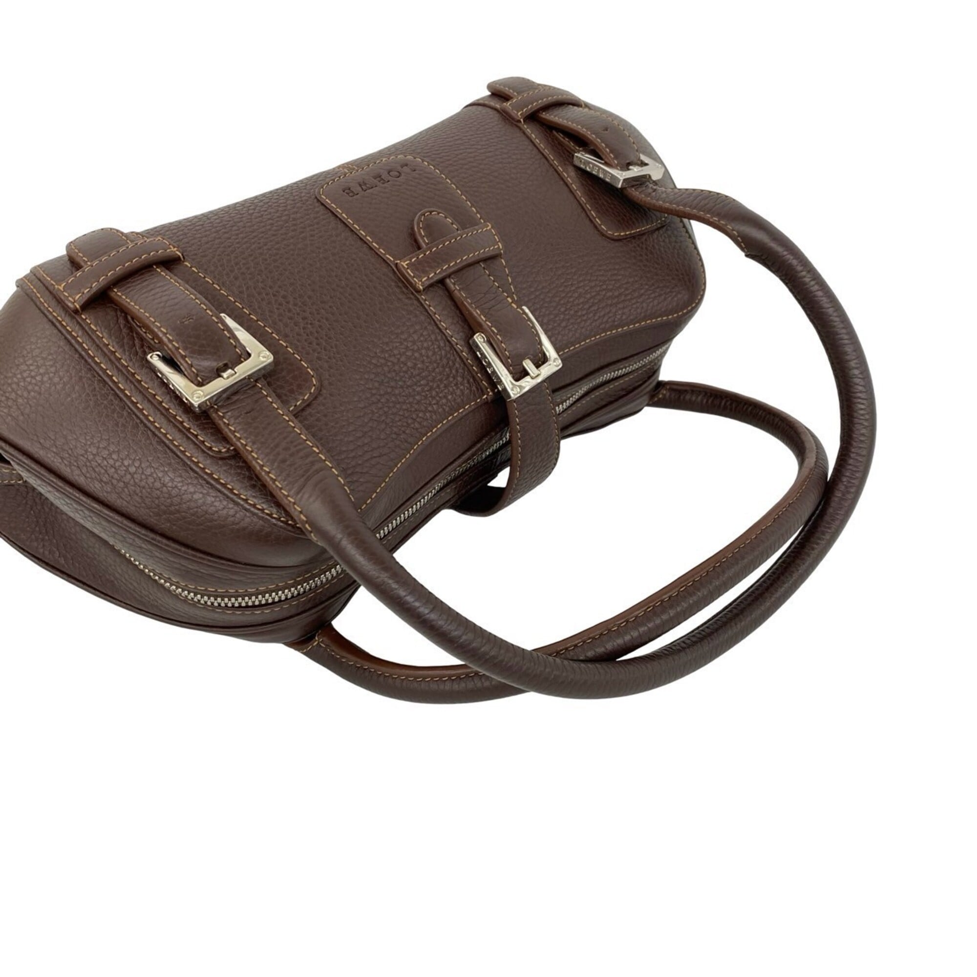 Loewe Brown Leather Boston Bag Handbag (Pre-Owned)