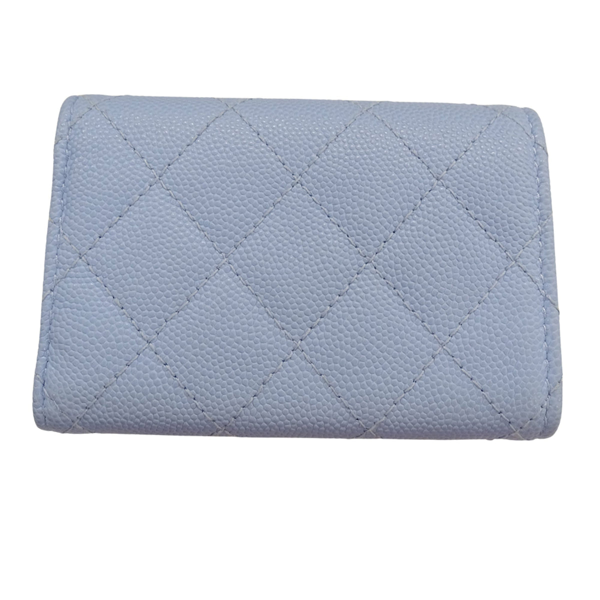 Chanel Light Blue Grained Calfskin Wallet (Tri-Fold) (Pre-Owned)