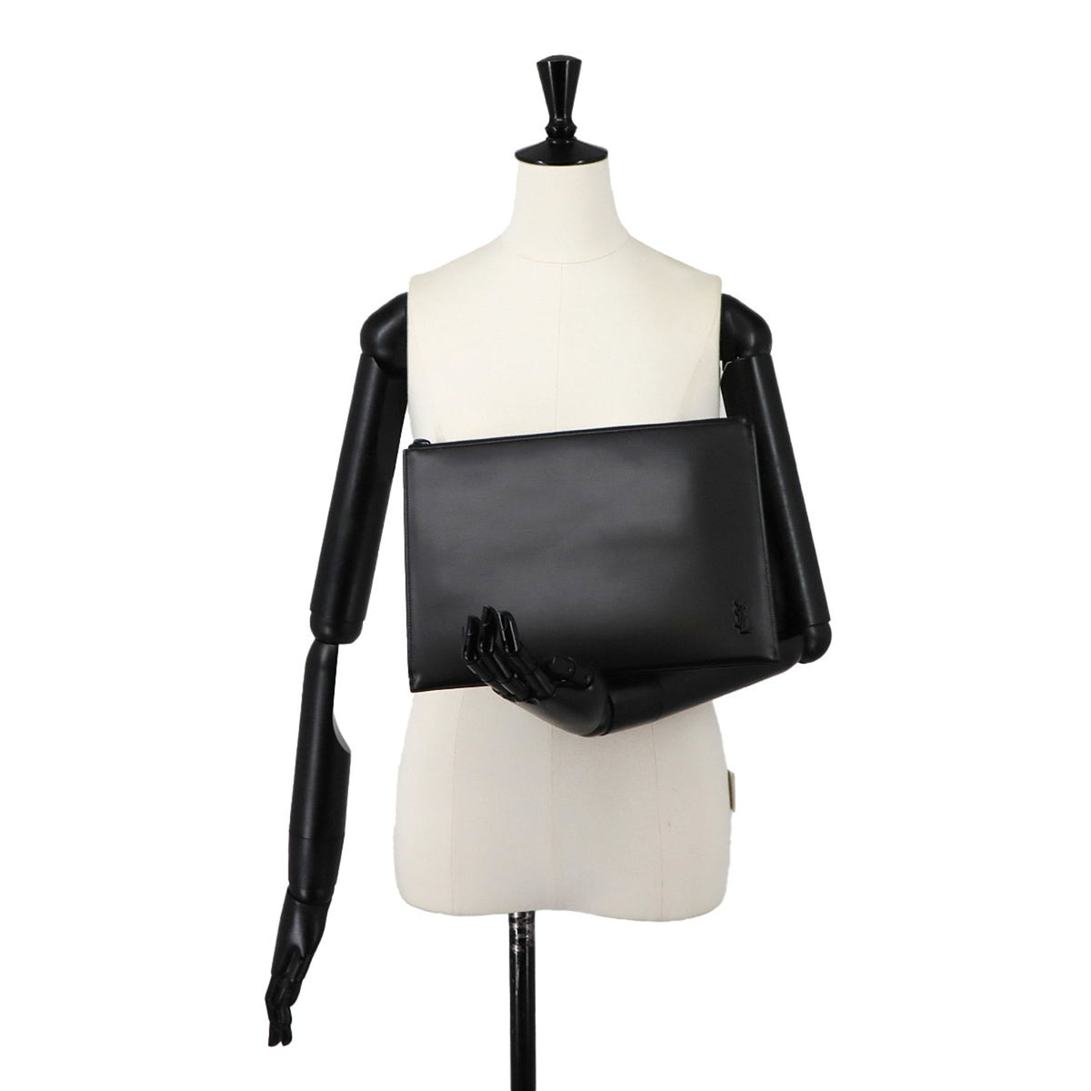 Saint Laurent Black Leather Clutch Bag Handbag (Pre-Owned)