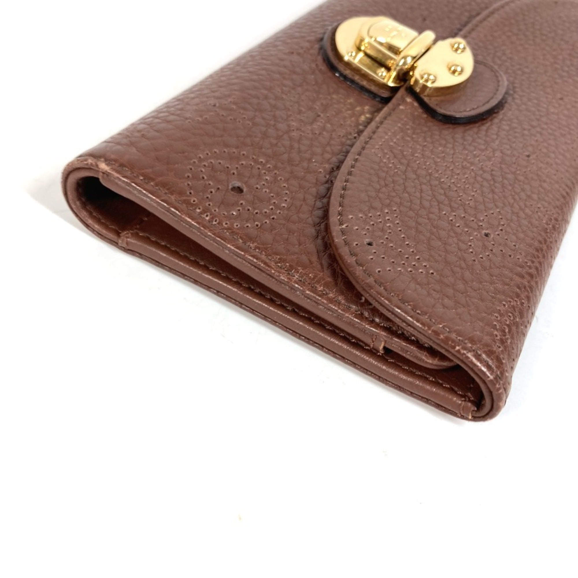 Louis Vuitton Brown Mahina Leather Long Wallet (Tri-Fold) (Pre-Owned)