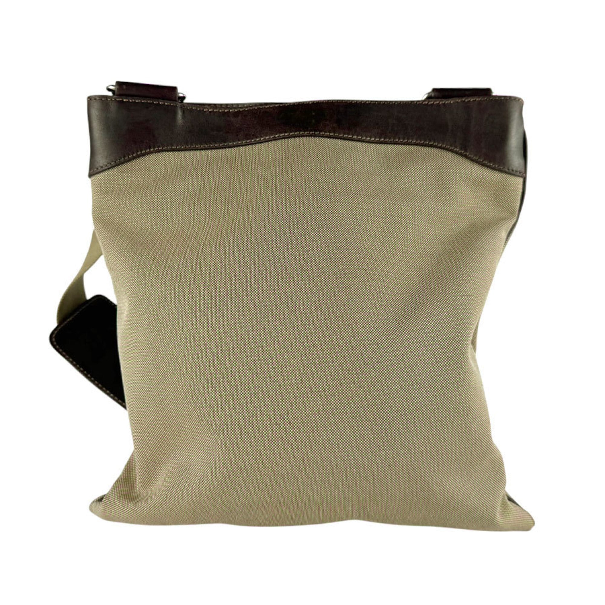 Prada Brown Canvas Leather Shoulder Bag (Pre-Owned)