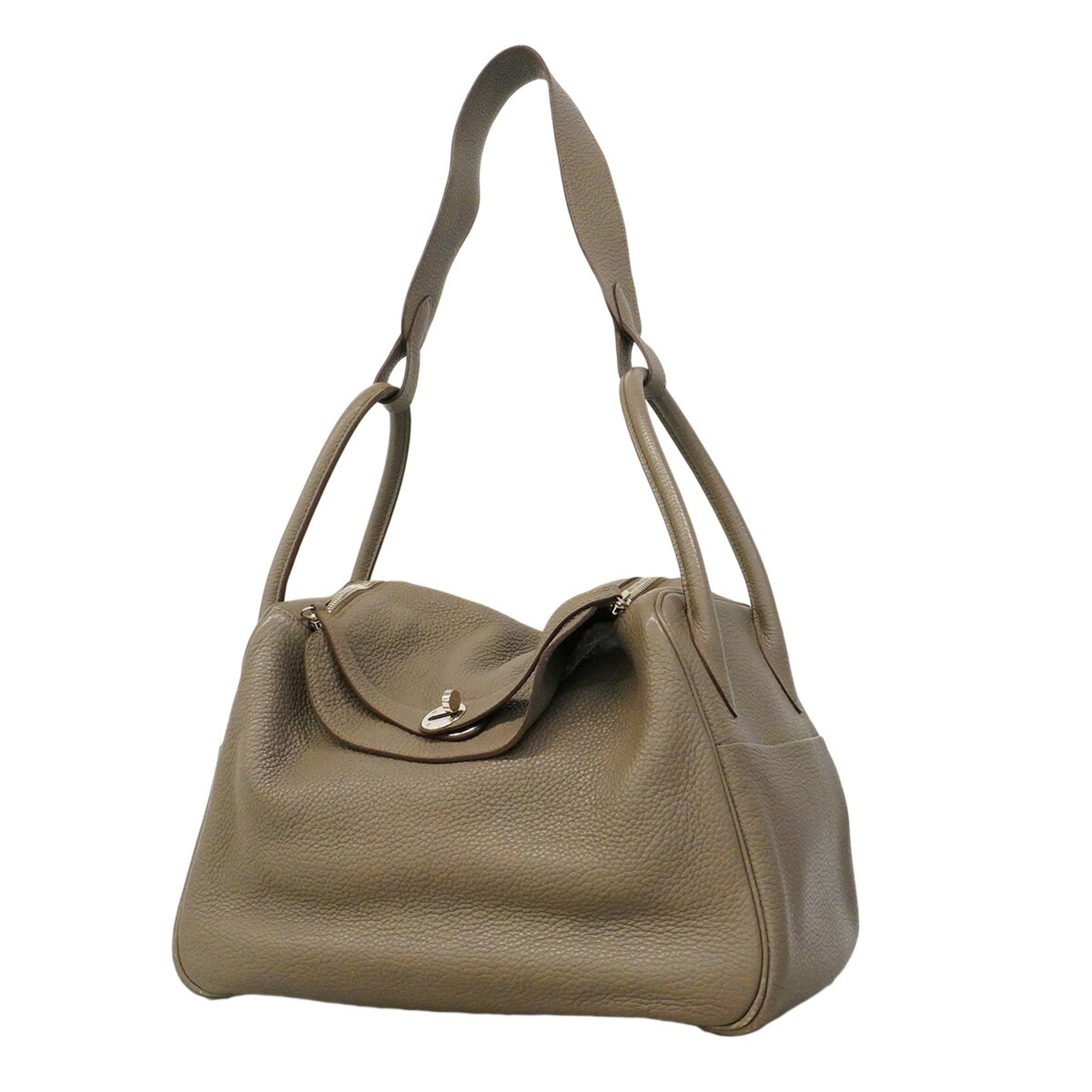 Hermes Etain Taurillon Clemence Leather Handbag (Pre-Owned)