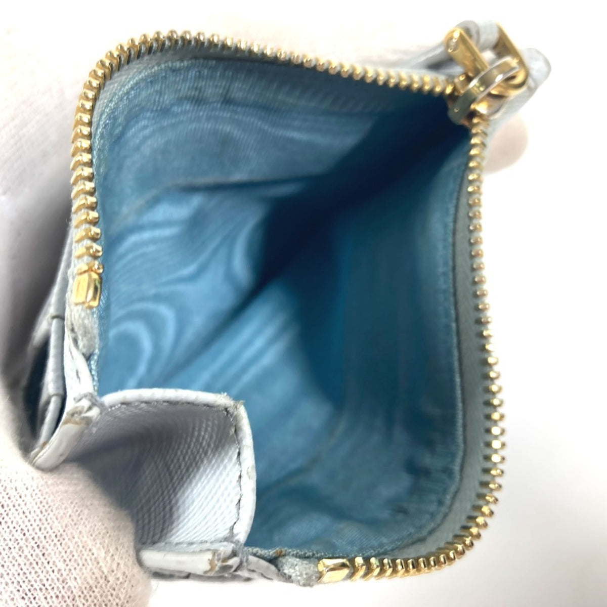 Prada Blue Saffiano Metal Coin Purse/Coin Case (Pre-Owned)
