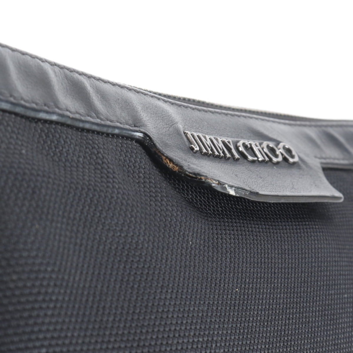 Jimmy Choo Black Leather Coated Canvas Clutch Bag (Pre-Owned)