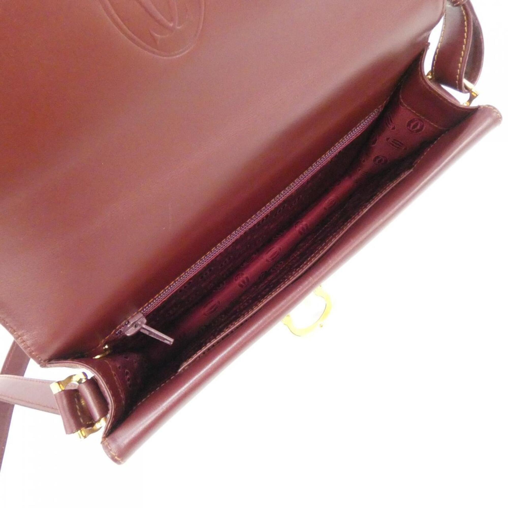 Cartier Bordeaux Leather Shoulder Bag (Pre-Owned)
