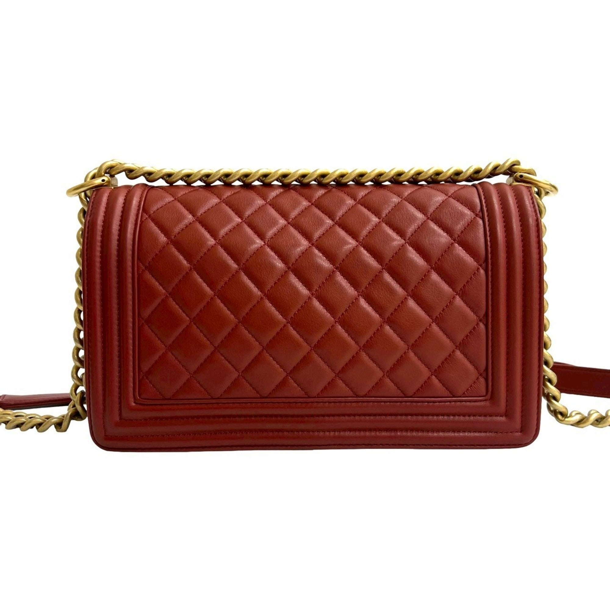 Chanel Red Color Leather Shoulder Bag (Pre-Owned)