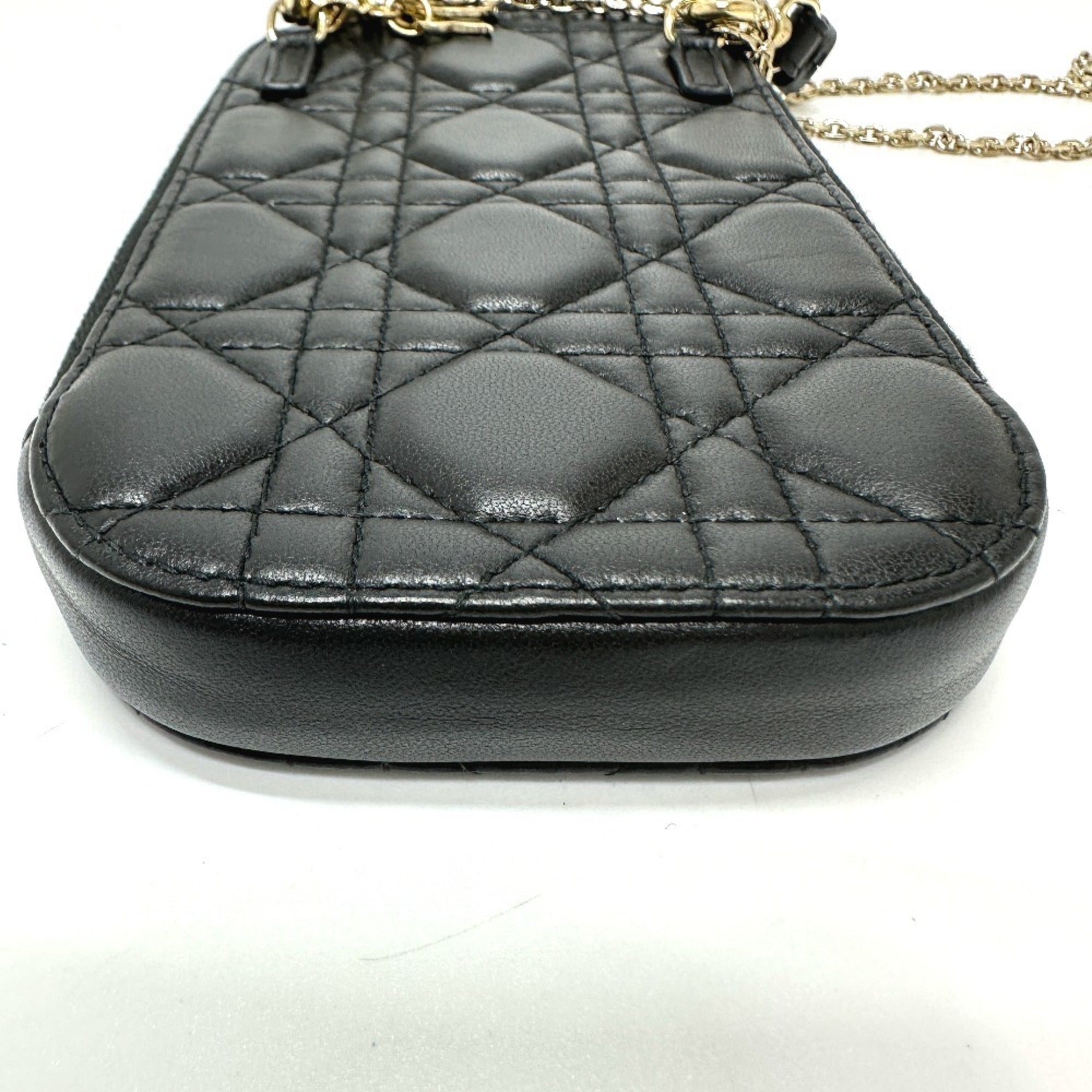 Christian Dior Cannage/Lady Dior Black Leather Shoulder Bag (Pre-Owned)