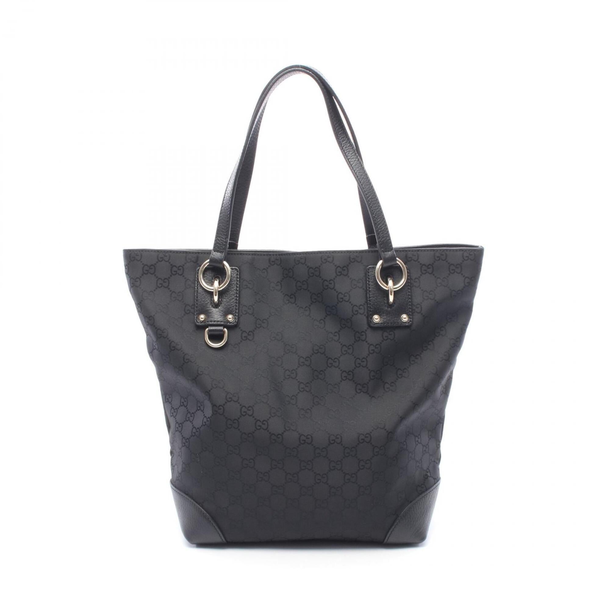 Gucci Black Canvas Leather Tote Bag (Pre-Owned)