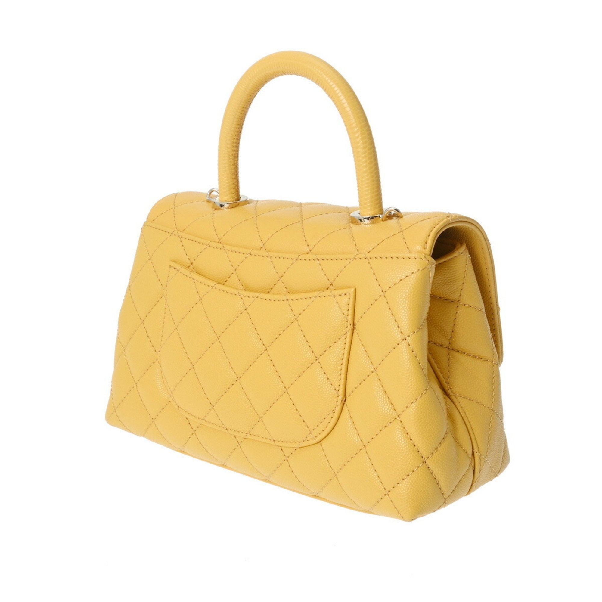 Chanel Yellow Caviar Leather Handbag (Pre-Owned)