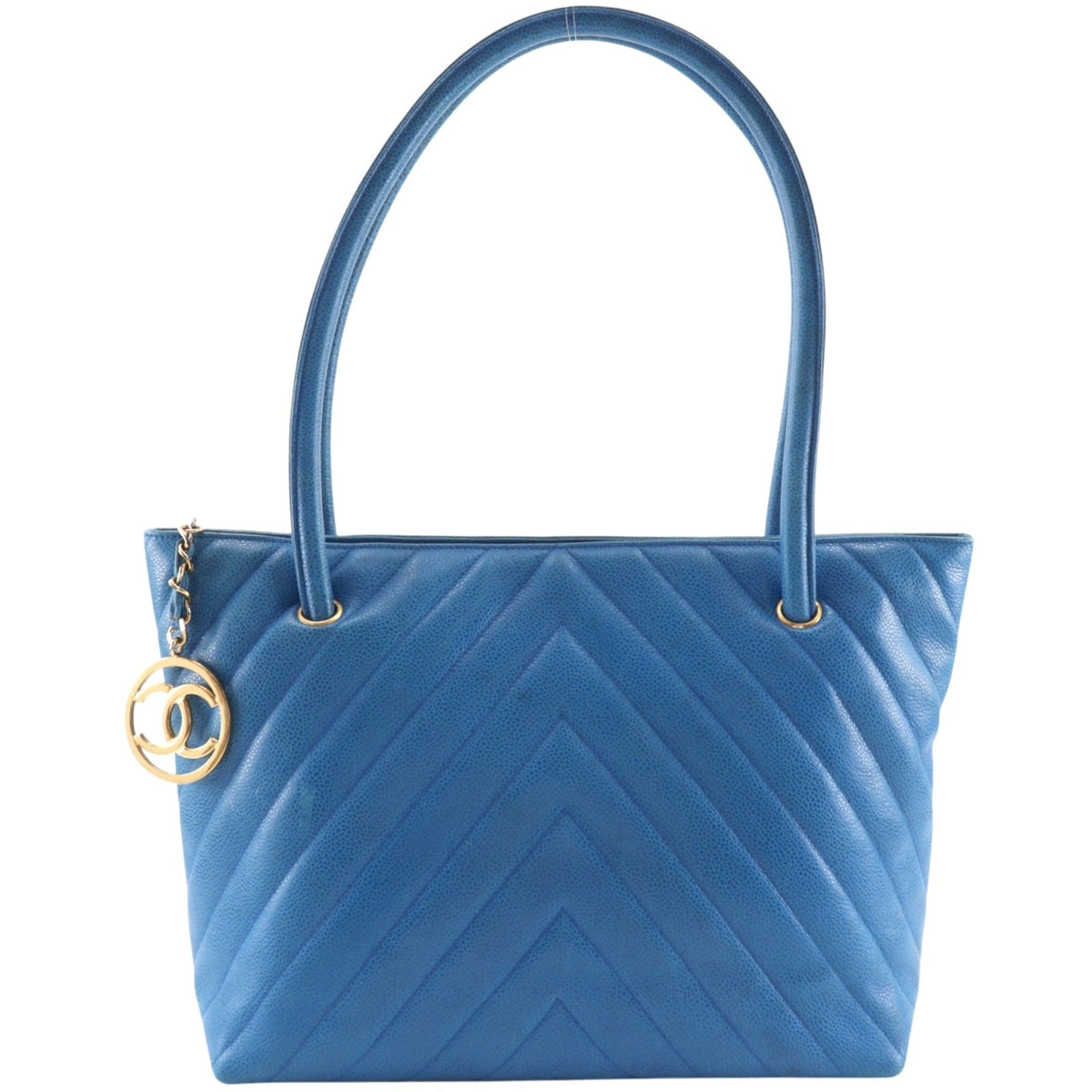 Chanel Blue Grained Calfskin Tote Bag (Pre-Owned)