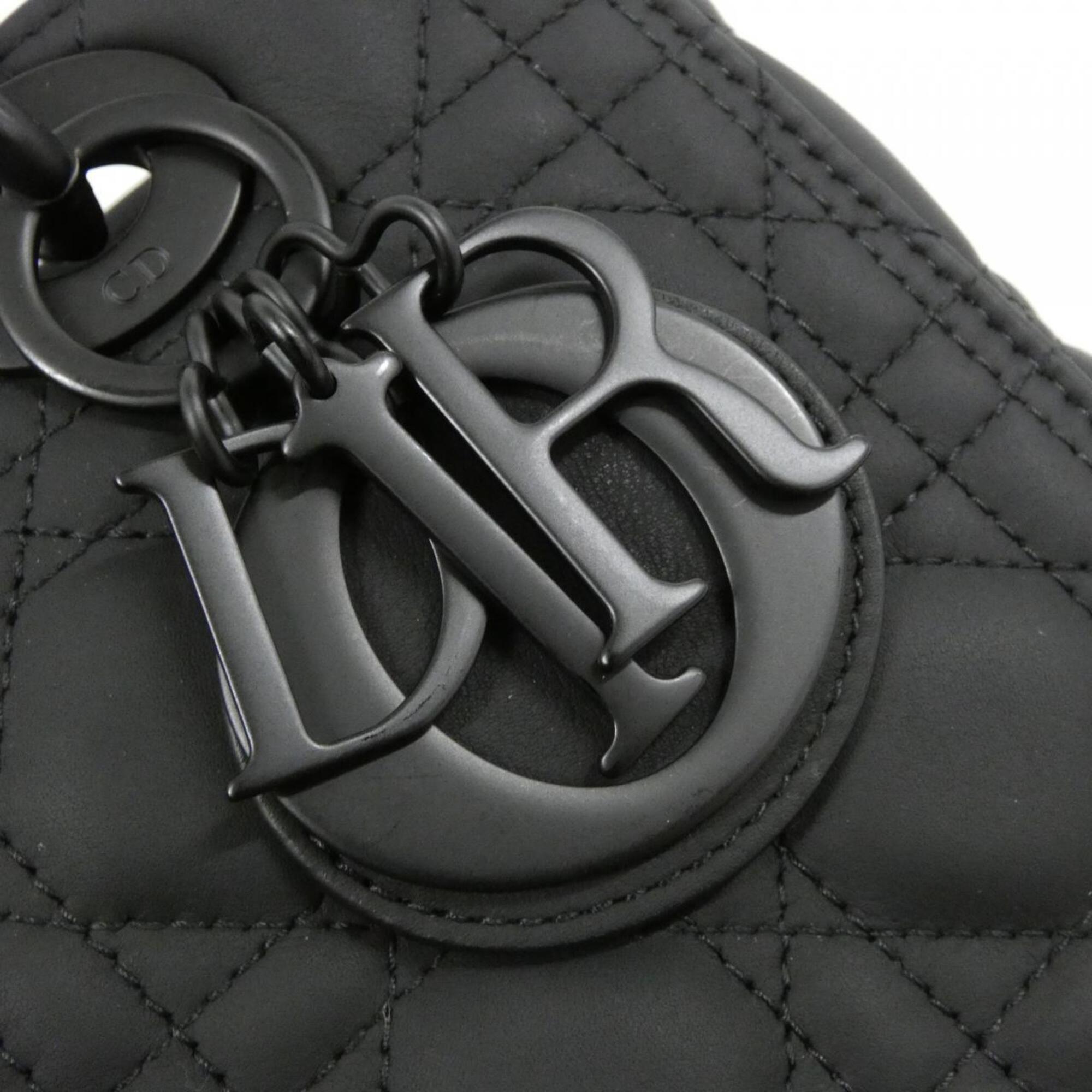 Christian Dior Lady Dior Black Leather Handbag (Pre-Owned)