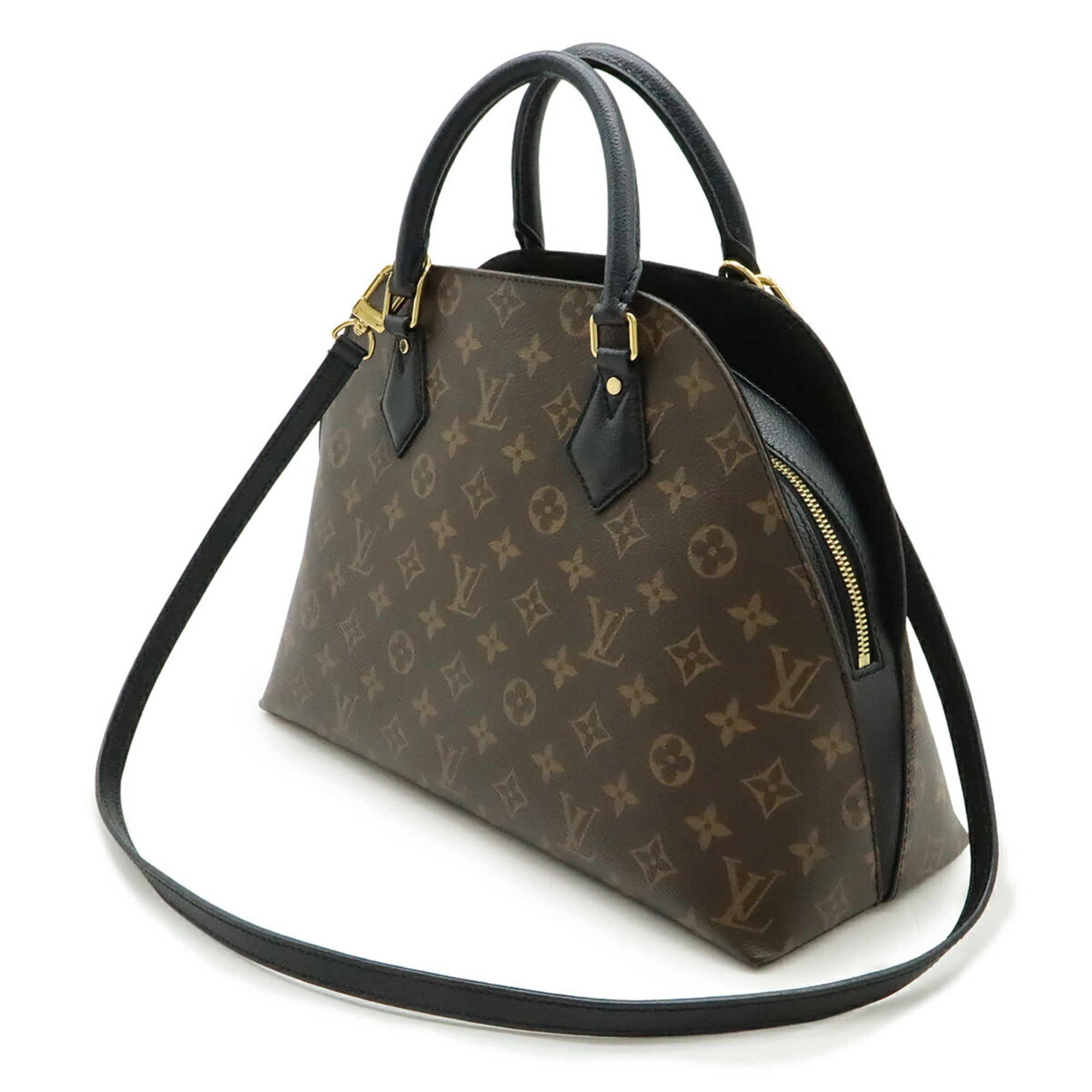 Louis Vuitton Noir Monogram Canvas Leather Handbag Shoulder Bag (Pre-Owned)