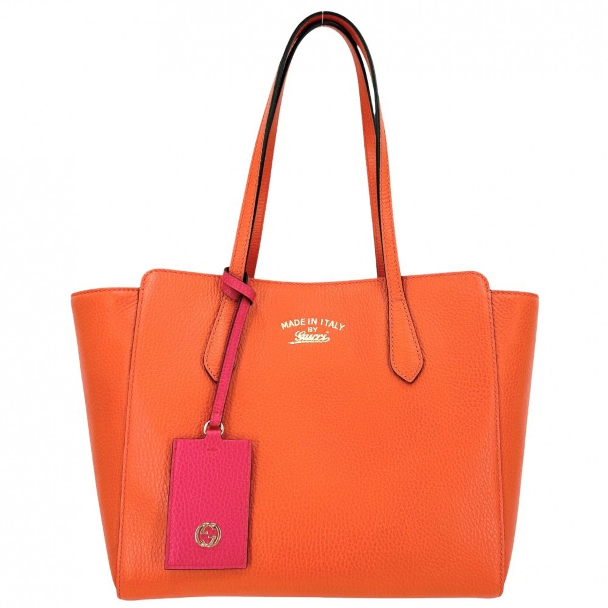 Gucci Orange Pink Leather Handbag Tote Bag (Pre-Owned)