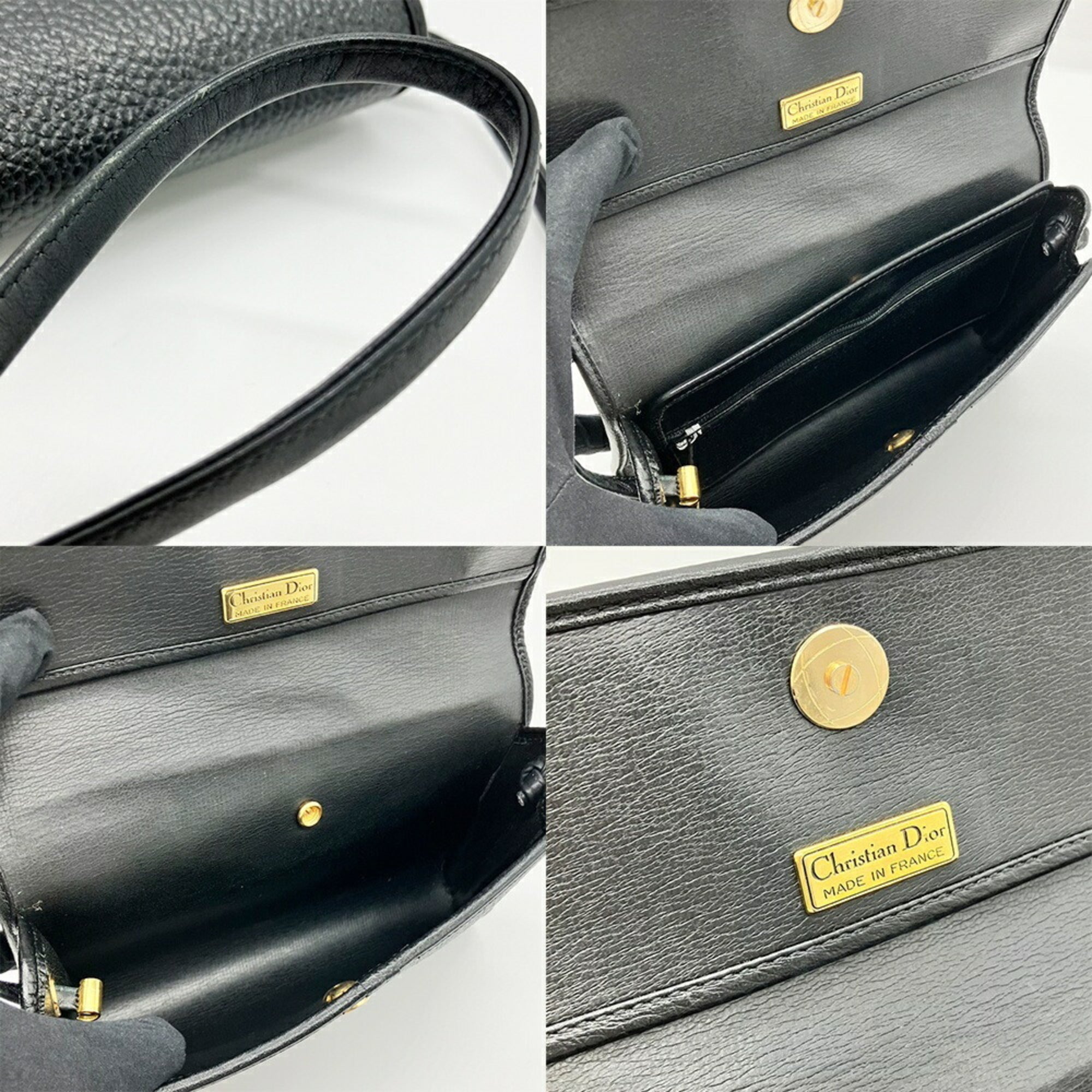 Christian Dior Black Leather Pochette Shoulder Bag (Pre-Owned)