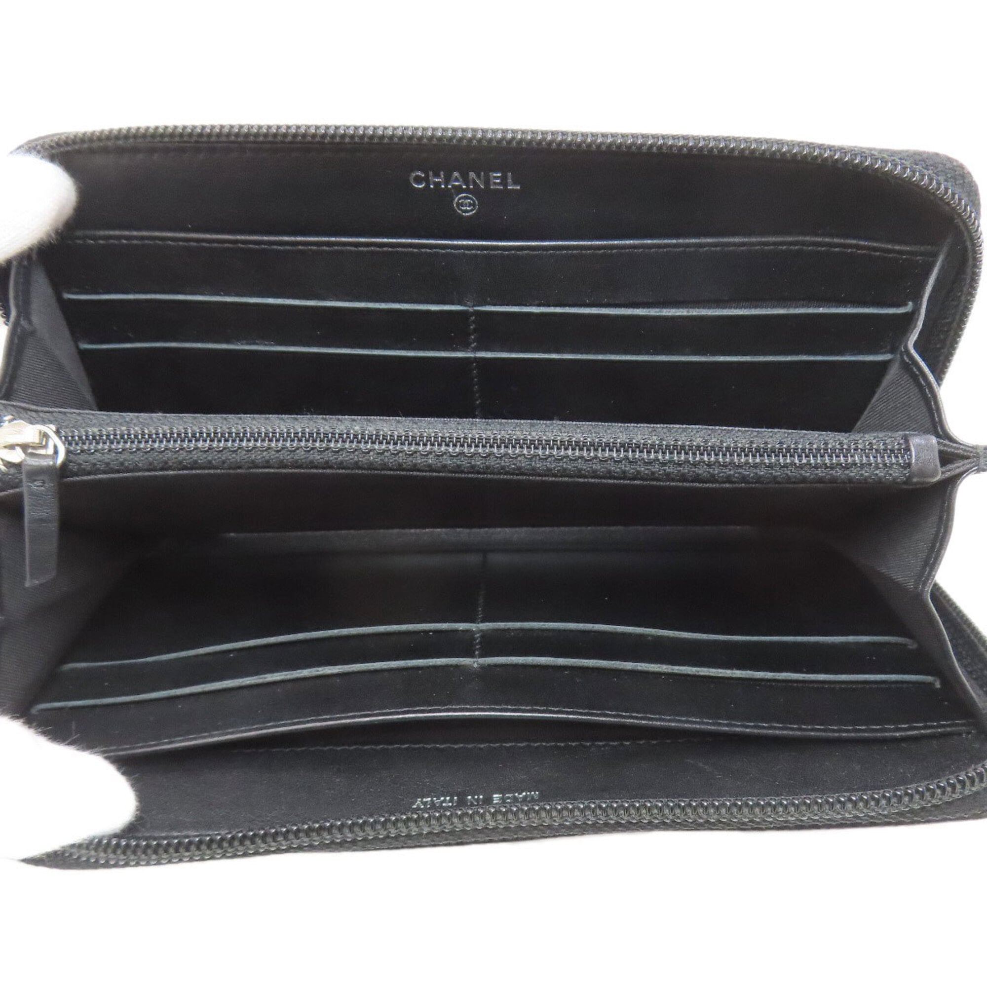 Chanel Black Leather Long Wallet (Bi-Fold) (Pre-Owned)