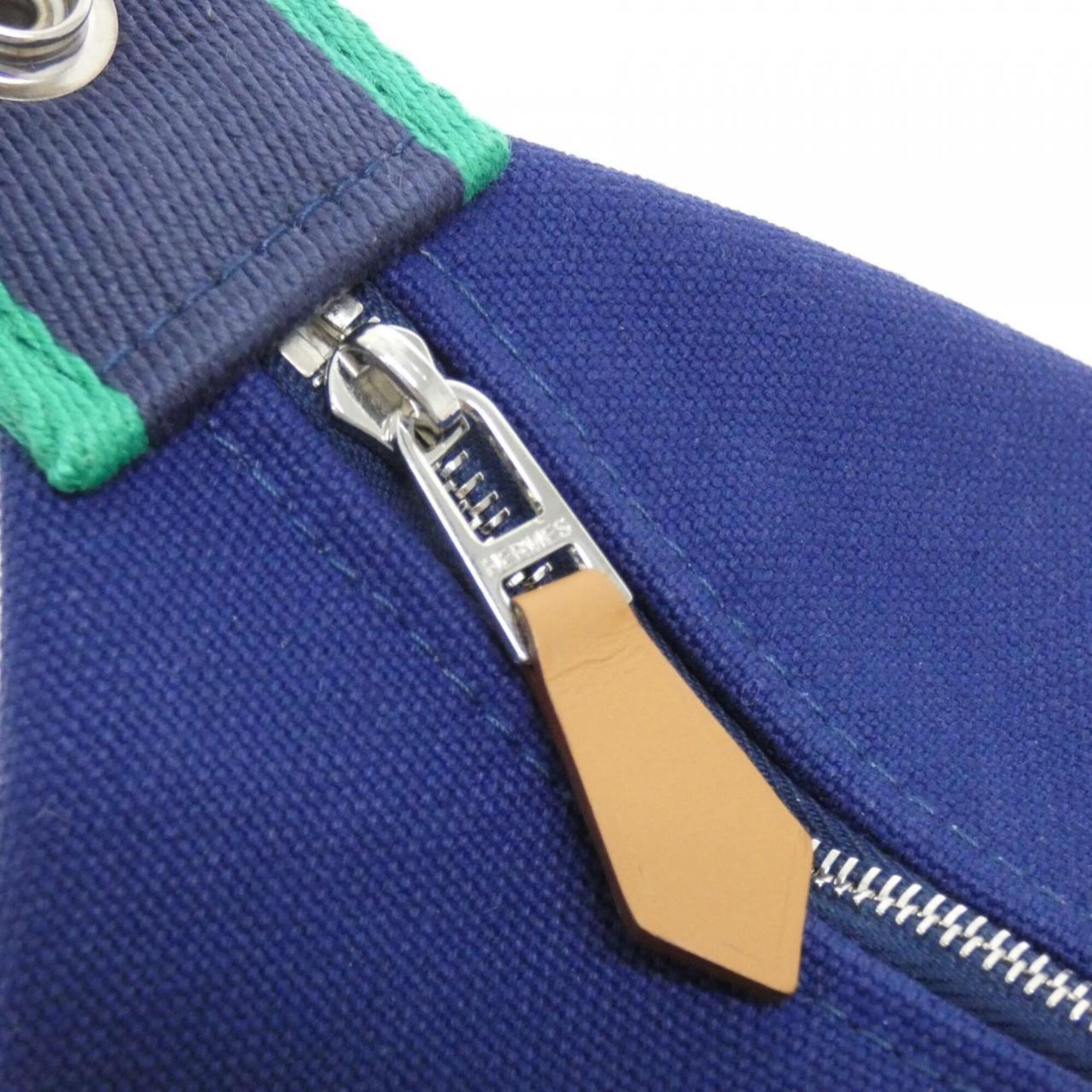 Hermes Blue Marine Blue Canvas Handbag Pouch (Pre-Owned)