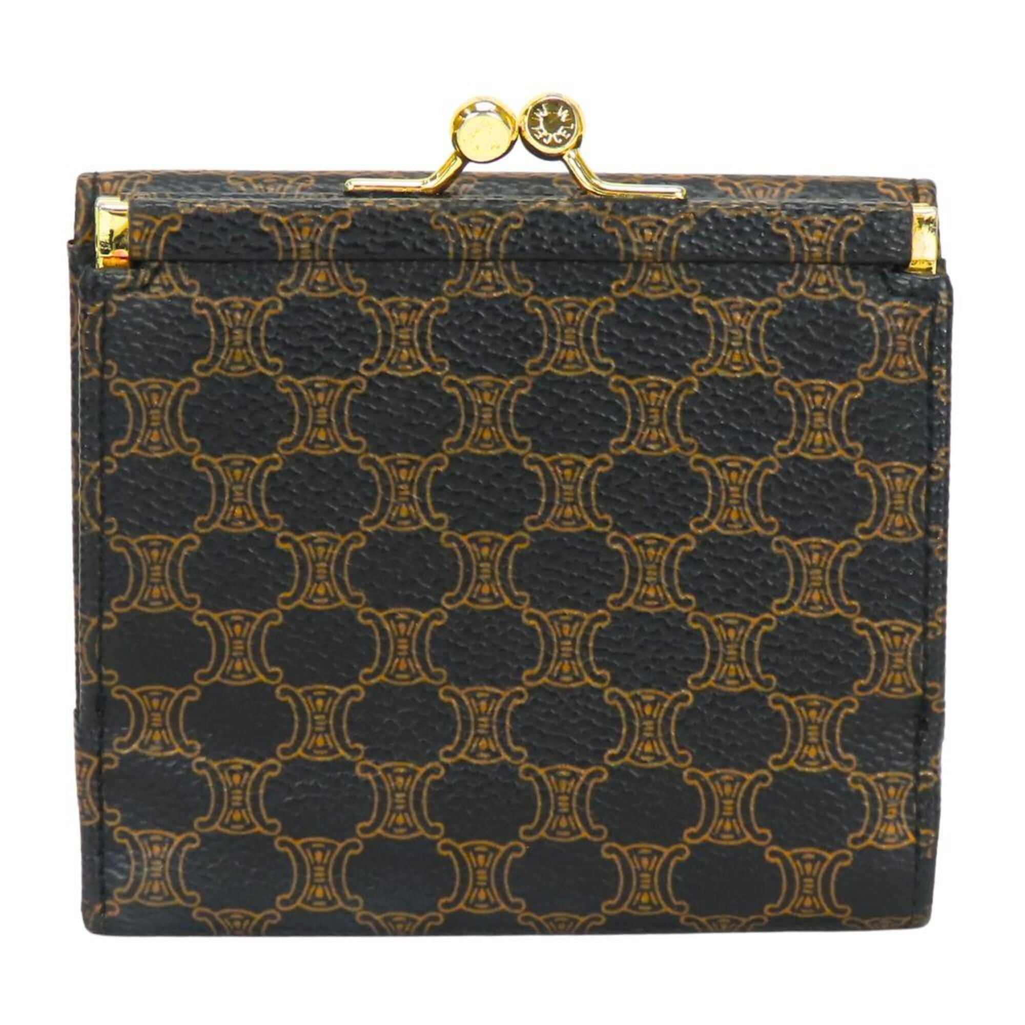 Celine Macadam Black Brown Pvc Leather Wallet (Tri-Fold) (Pre-Owned)
