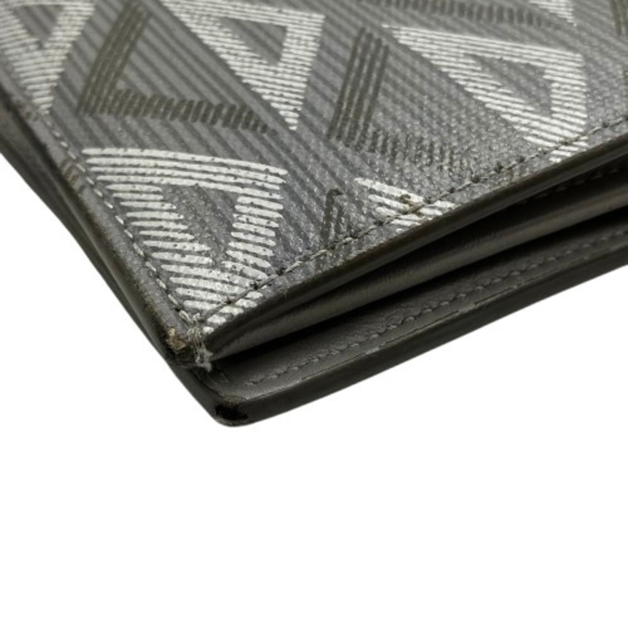 Christian Dior Gray Leather Long Wallet (Bi-Fold) (Pre-Owned)