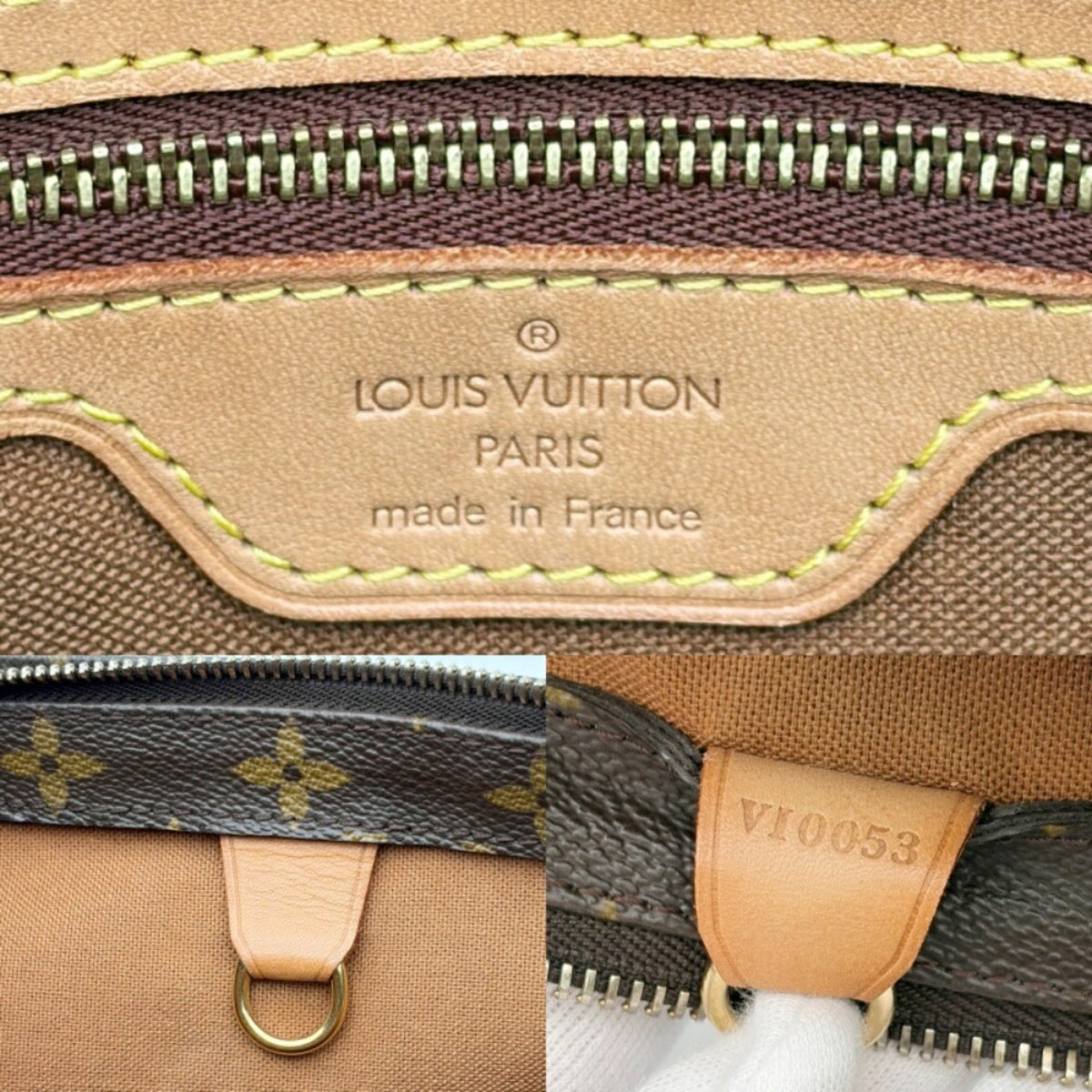 Louis Vuitton Brown Monogram Canvas Leather Shoulder Bag Tote Bag (Pre-Owned)