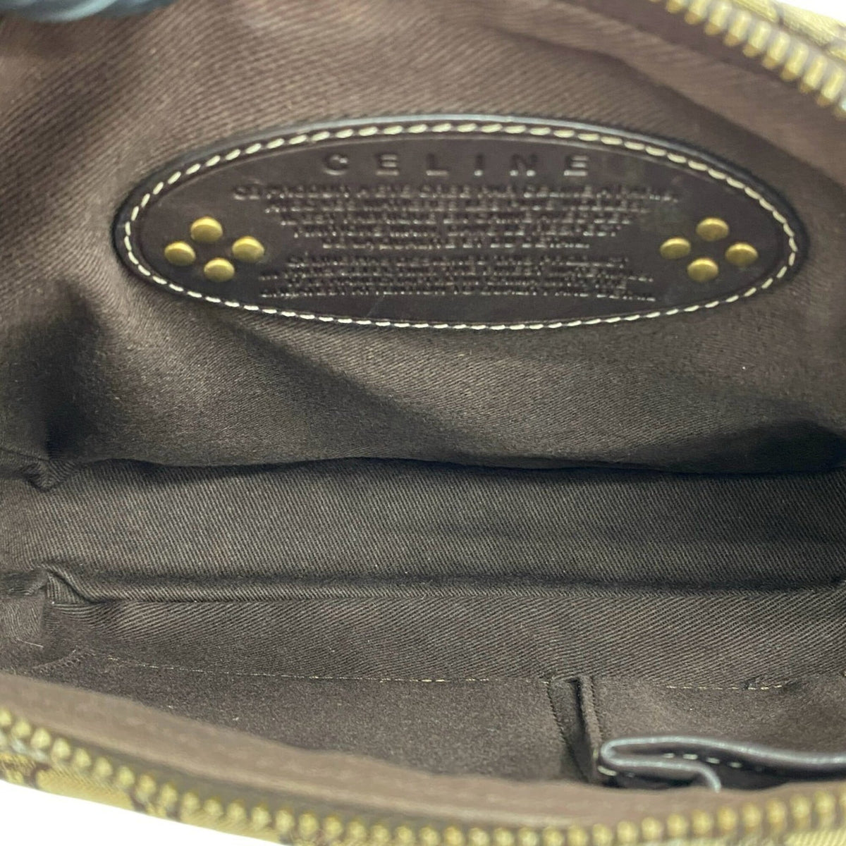Celine Beige Brown Canvas Leather Pochette Shoulder Bag (Pre-Owned)