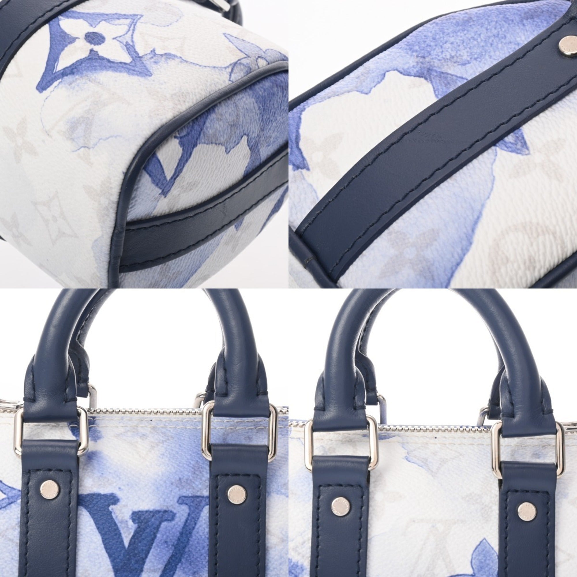 Louis Vuitton Blue White Monogram Canvas Handbag (Pre-Owned)