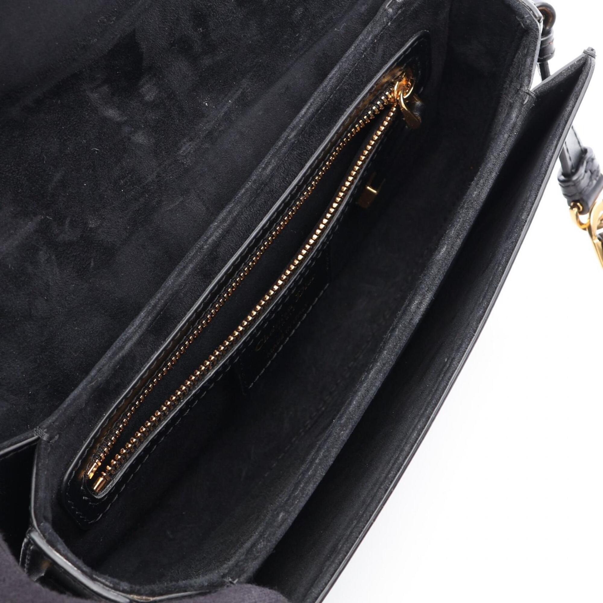 Christian Dior Black Leather Handbag Shoulder Bag (Pre-Owned)