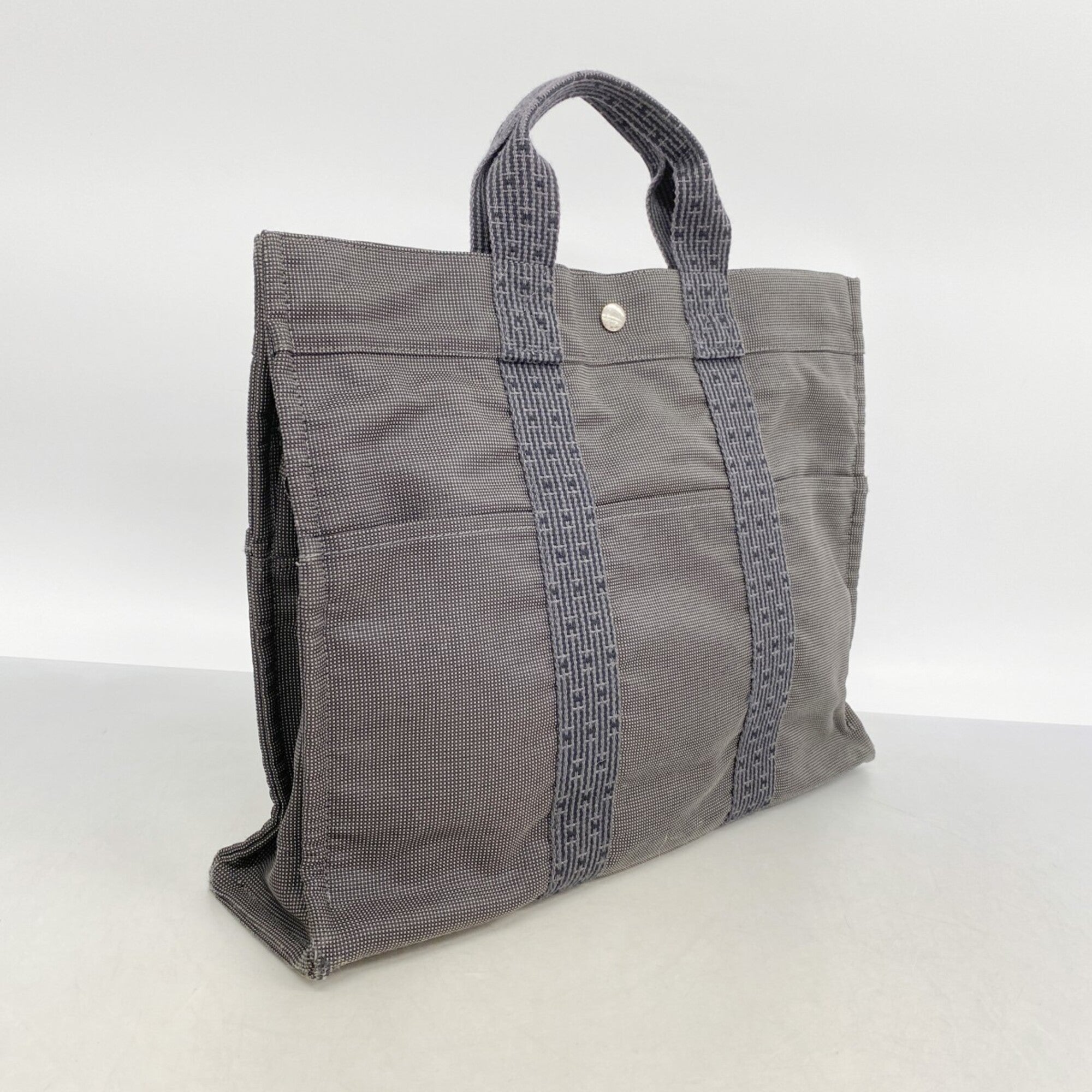 Hermes Gray Canvas Tote Bag (Pre-Owned)