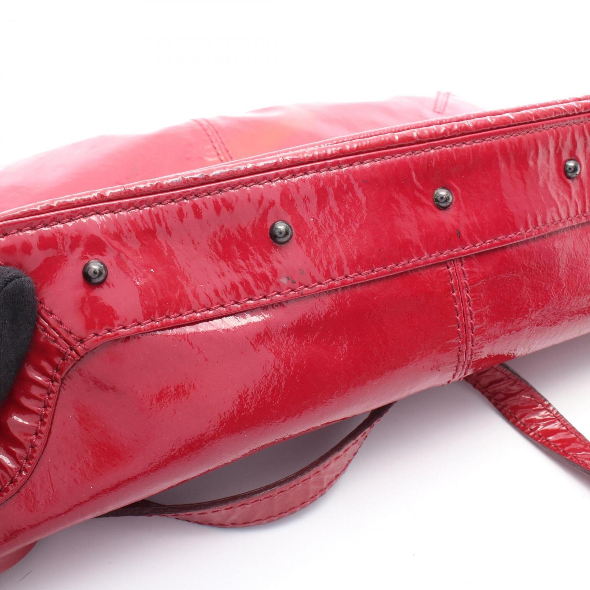 Burberry Red Color Patent Leather Handbag Shoulder Bag (Pre-Owned)