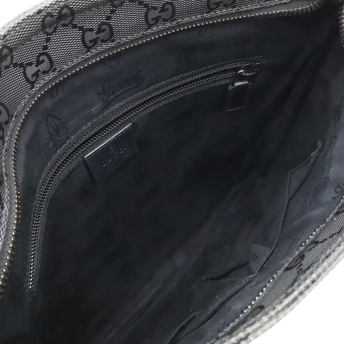 Gucci Gg Imprimé Black Coated Canvas Leather Shoulder Bag (Pre-Owned)