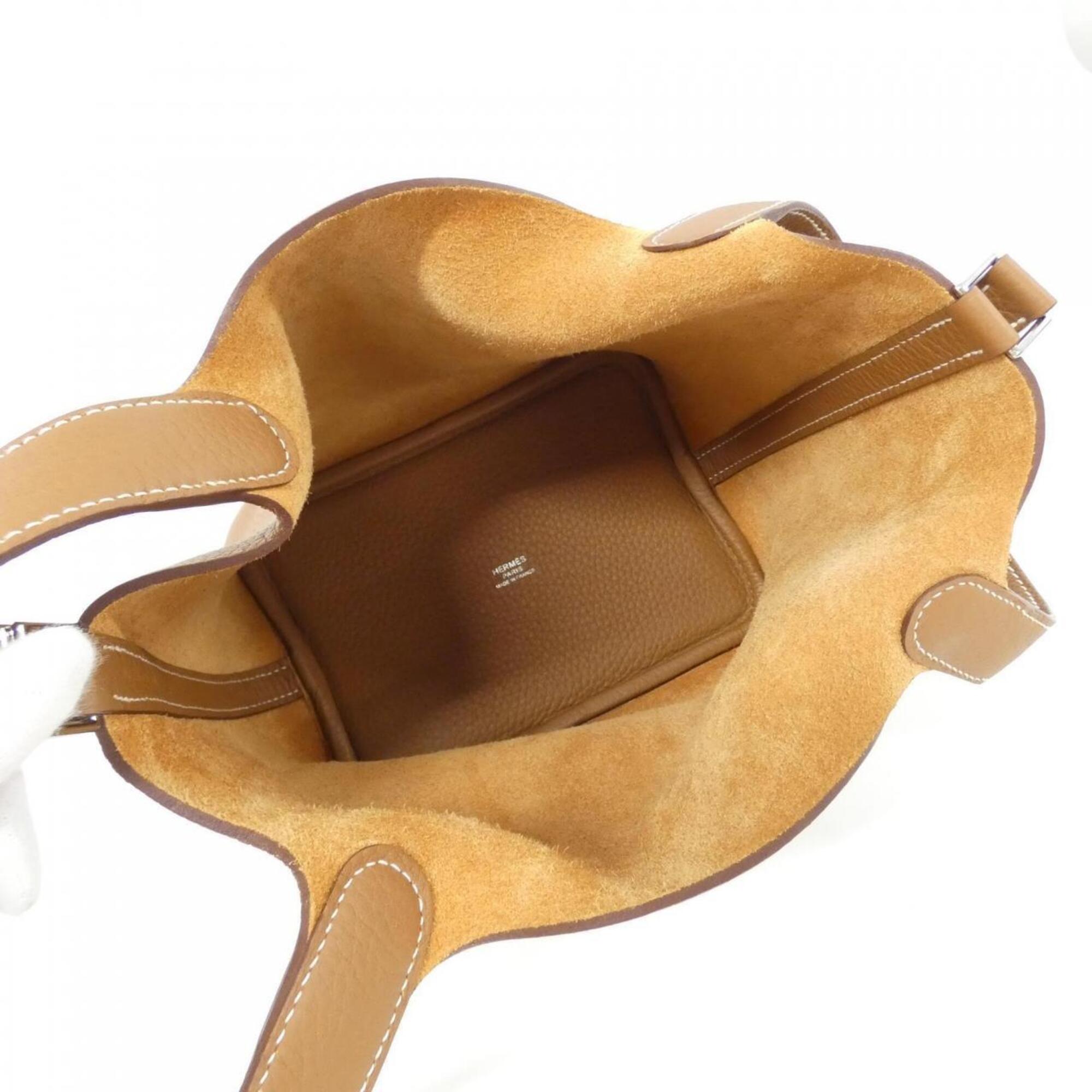 Hermes Brown Gold Taurillon Clemence Leather Handbag (Pre-Owned)