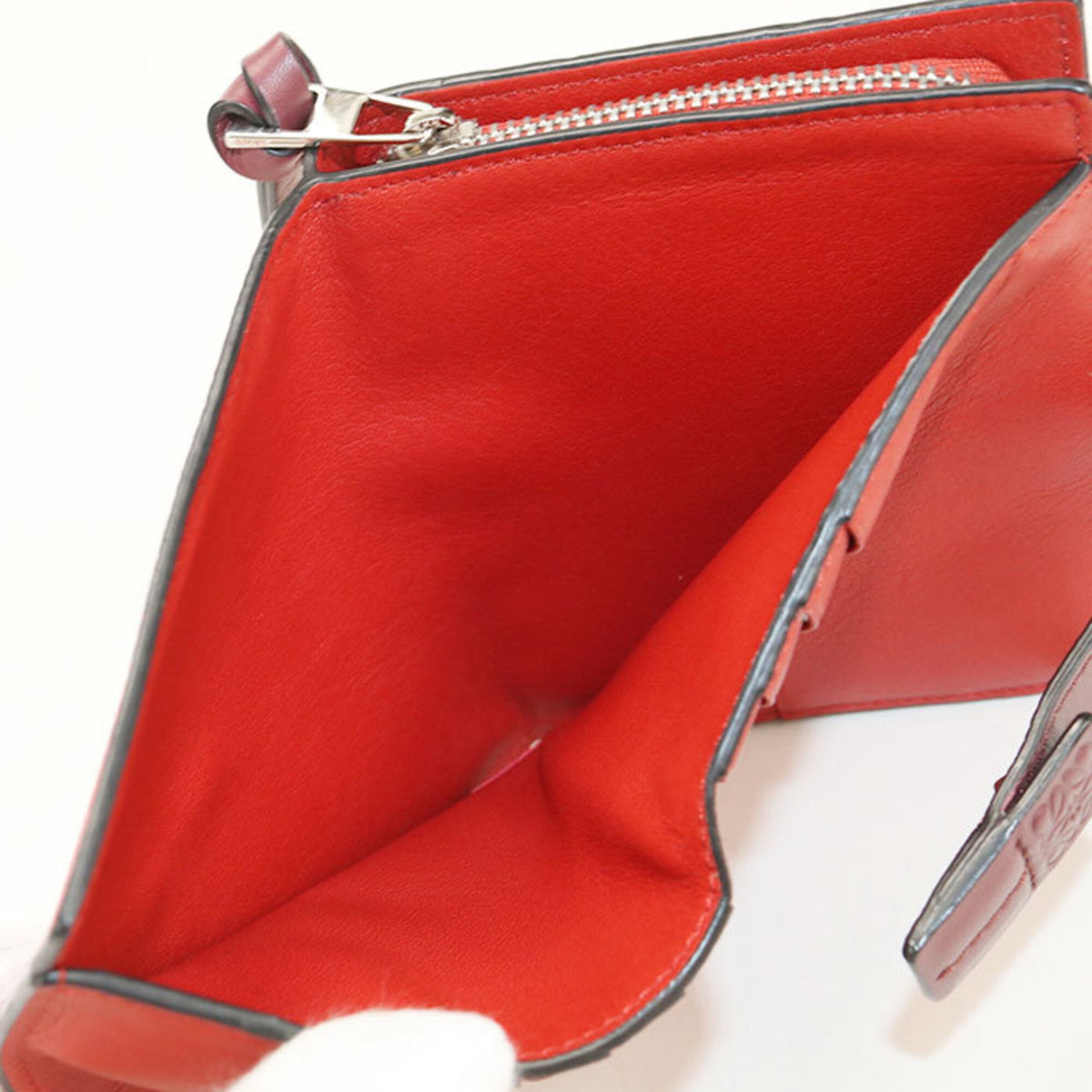 Loewe Red Color Leather Wallet (Bi-Fold) (Pre-Owned)