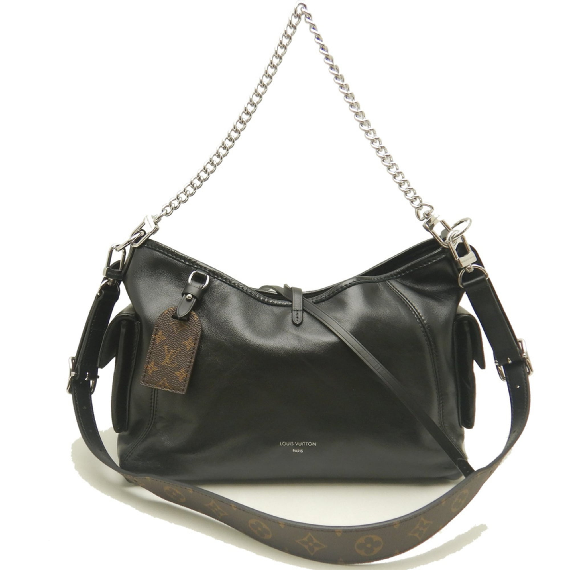 Louis Vuitton Noir Leather Shoulder Bag (Pre-Owned)