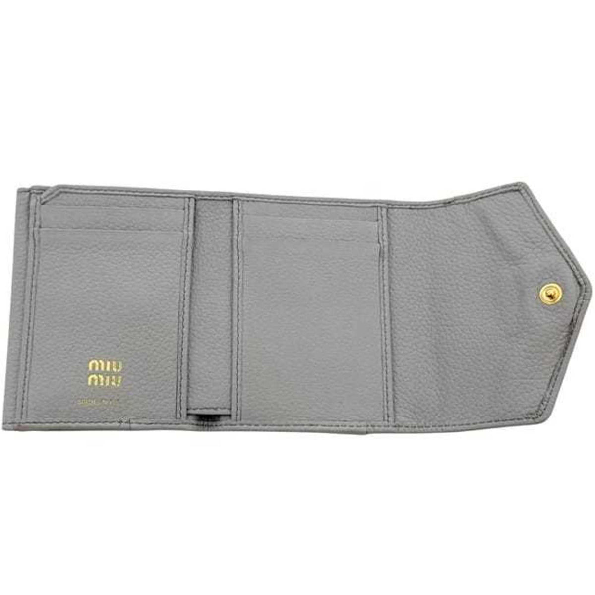 Miu Miu Gray Leather Wallet (Tri-Fold) (Pre-Owned)