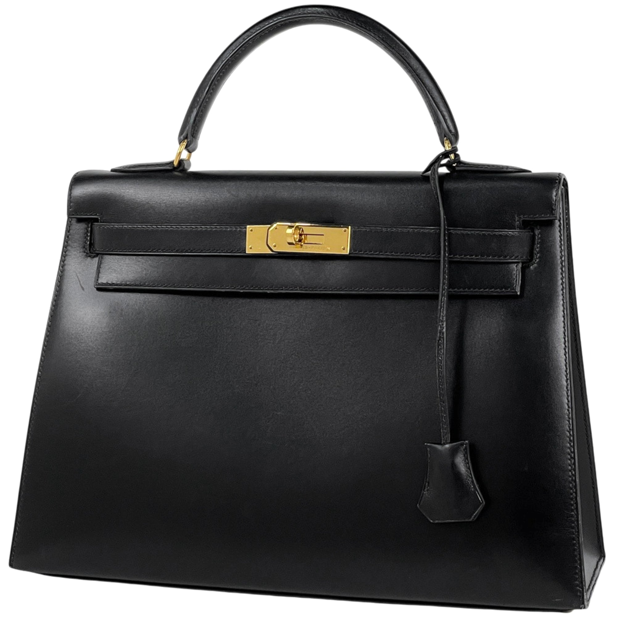 Hermes Black Box Calf Leather Handbag (Pre-Owned)