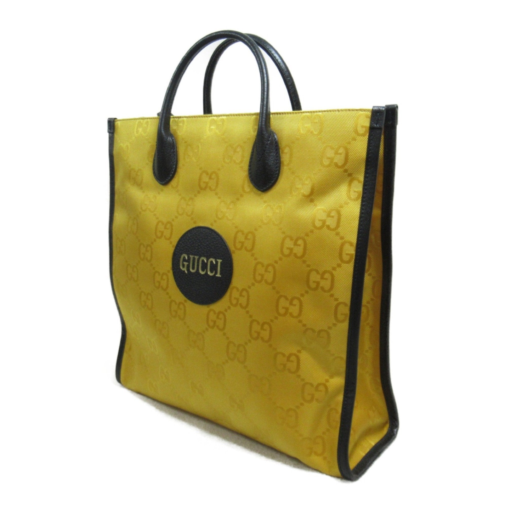 Gucci Black Yellow Leather Nylon Tote Bag