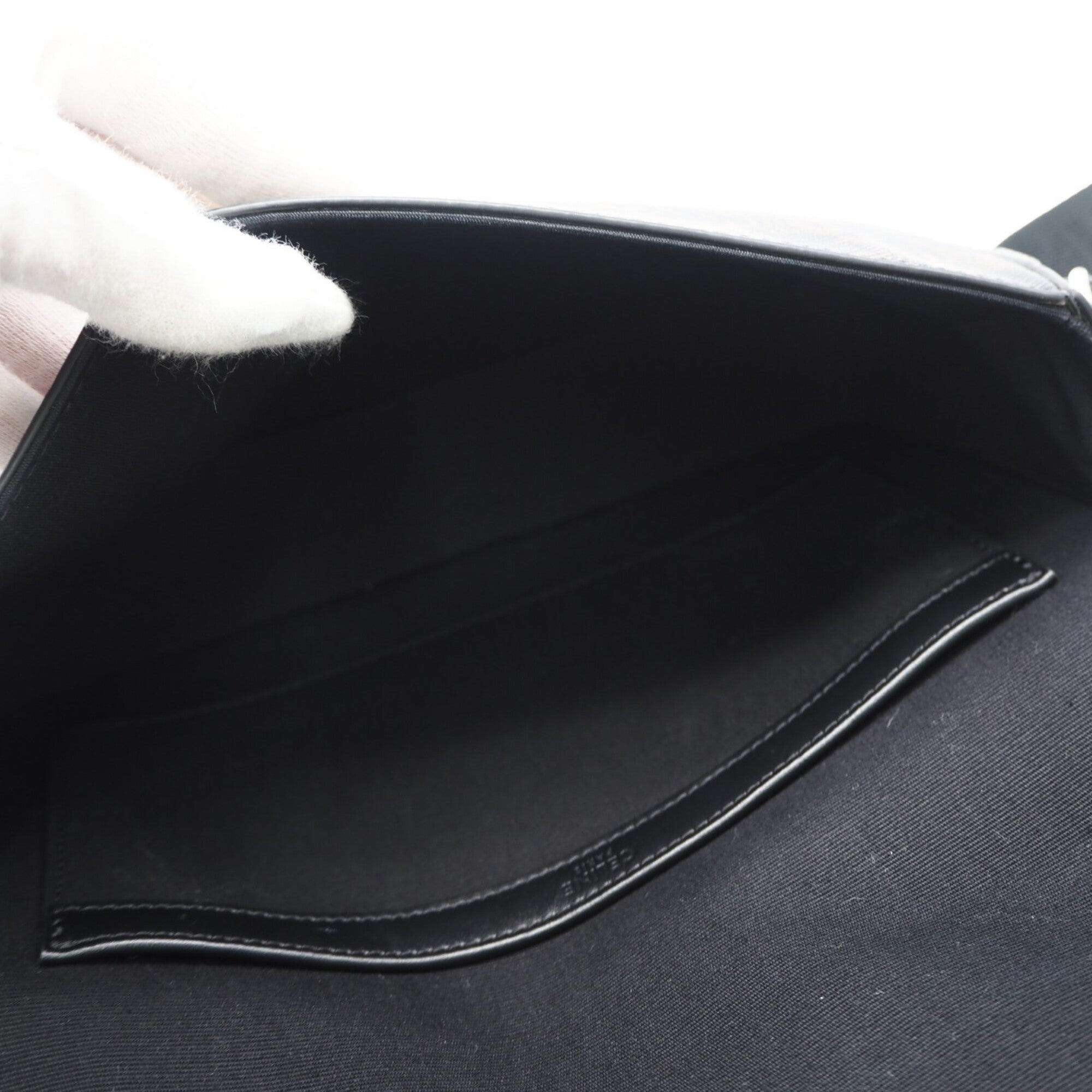 Celine Black Brown Leather Canvas Shoulder Bag (Pre-Owned)