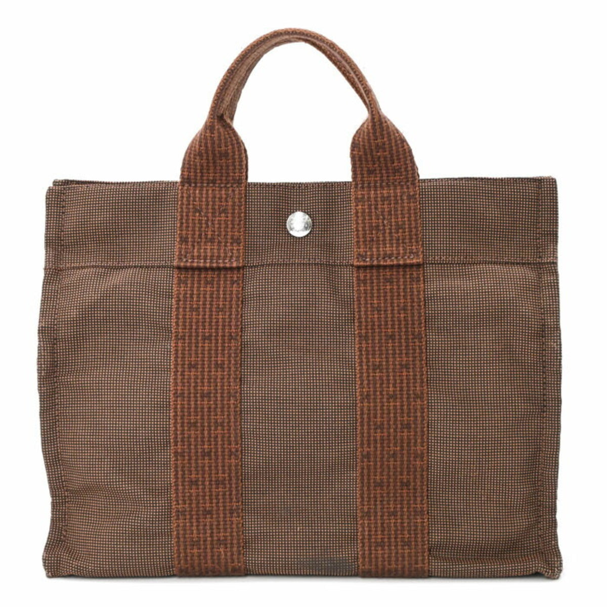 Hermes Brown Nylon Canvas Handbag Tote Bag (Pre-Owned)