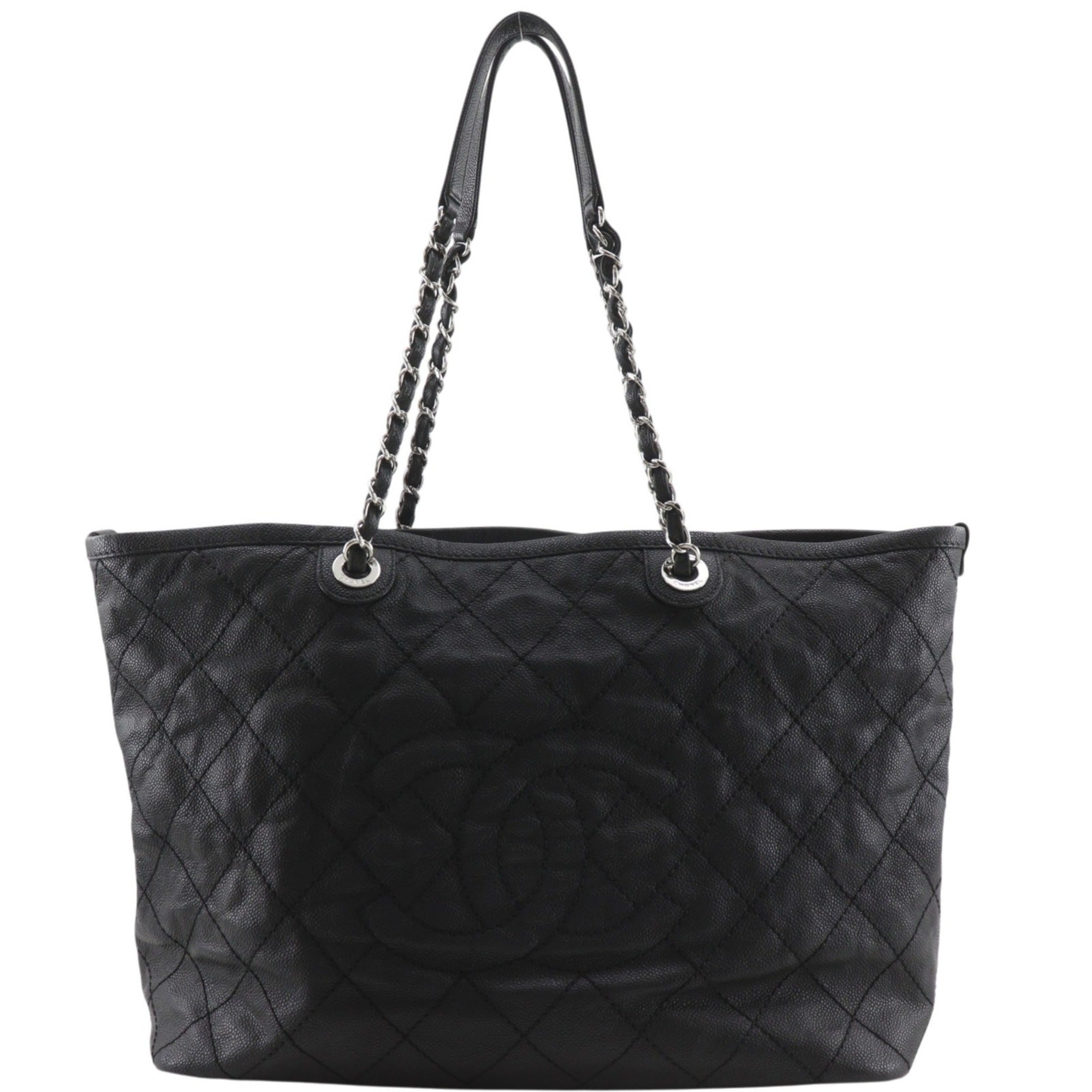 Chanel Black Grained Calfskin Tote Bag (Pre-Owned)