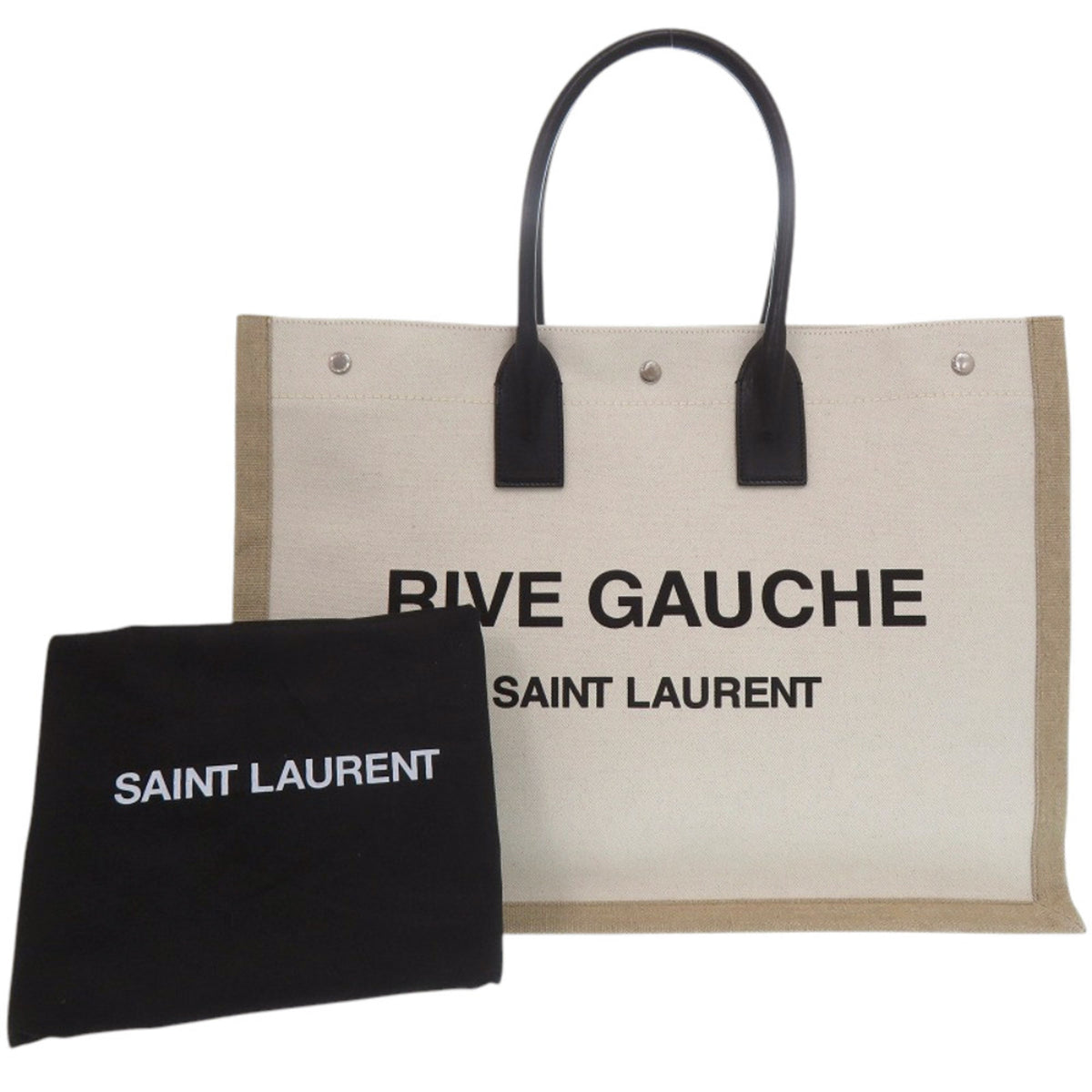 Yves Saint Laurent Black Canvas Leather Tote Bag (Pre-Owned)