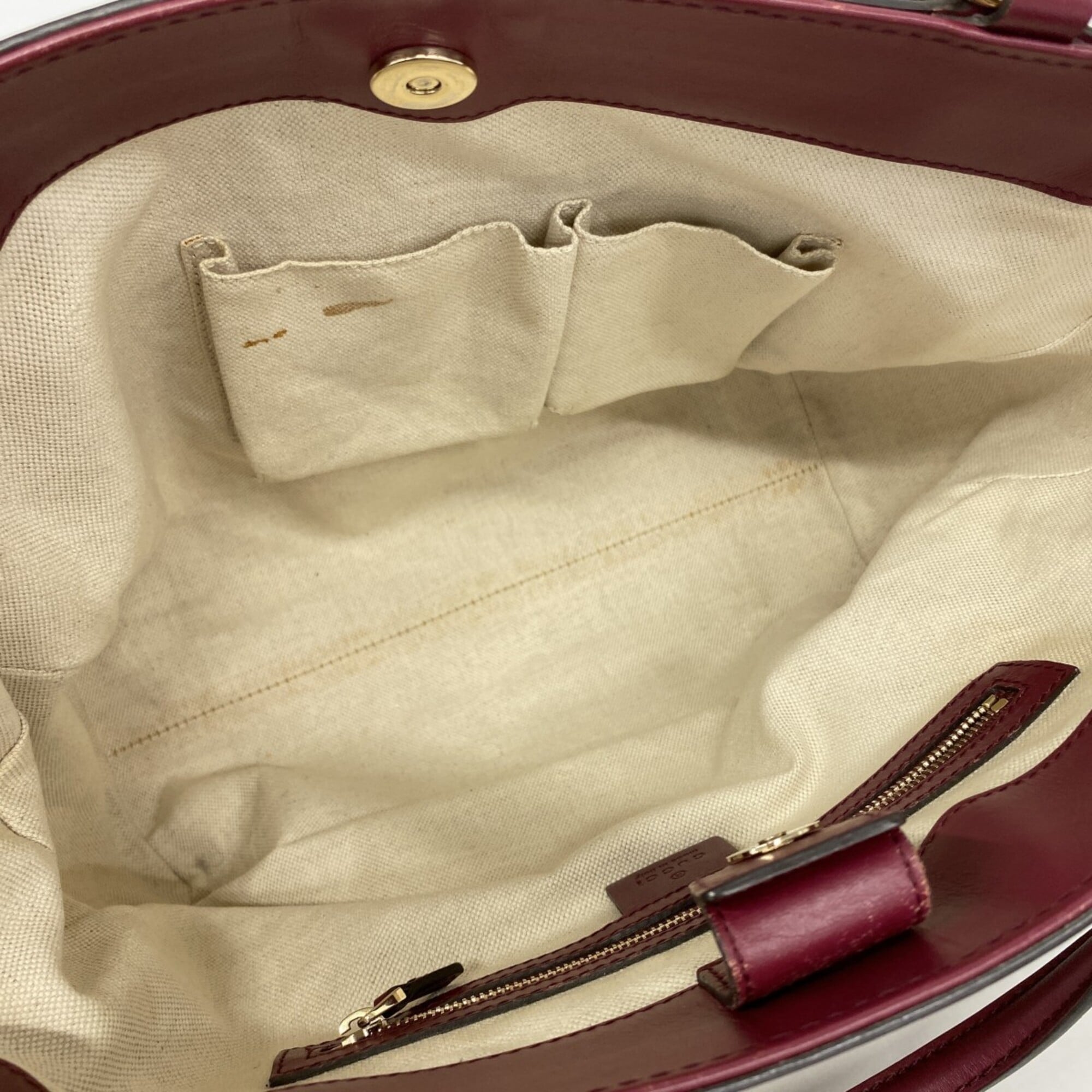 Gucci Bordeaux Brown Canvas Tote Bag (Pre-Owned)