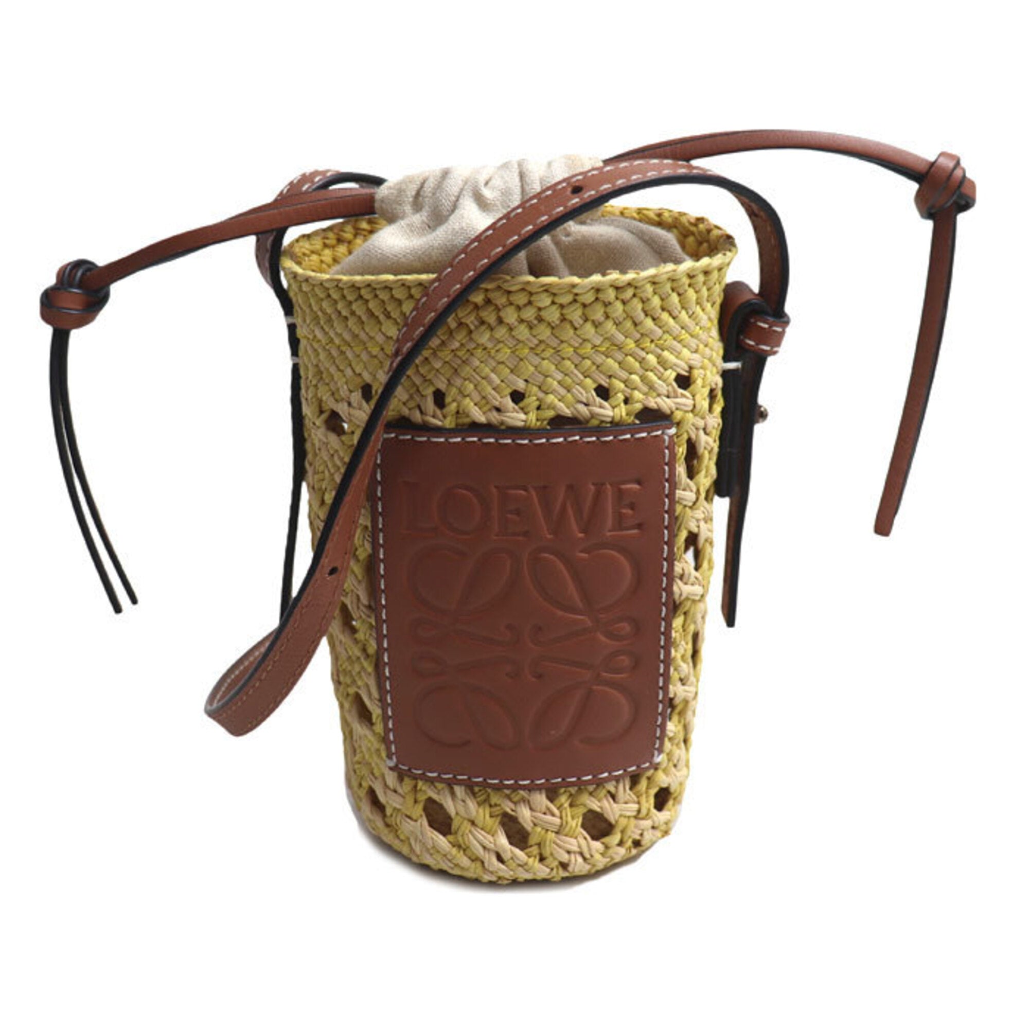 Loewe Yellow Raffia Leather Shoulder Bag (Pre-Owned)