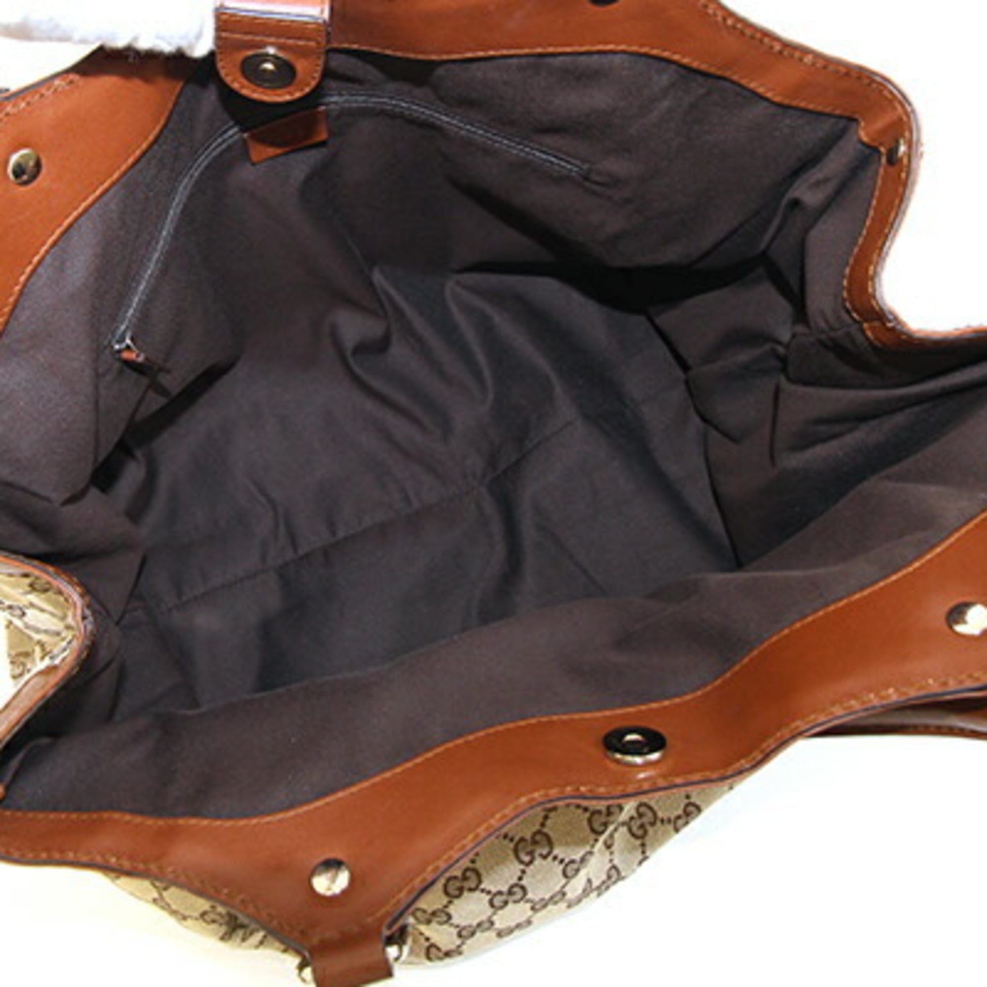 Gucci Sukey Beige Brown Canvas Leather Tote Bag (Pre-Owned)