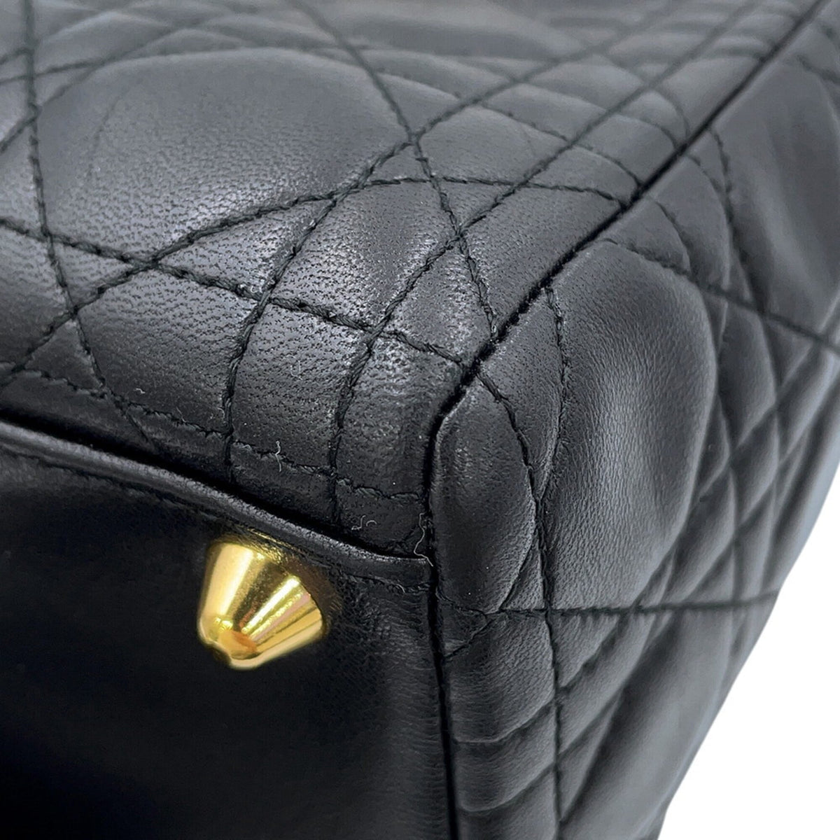 Christian Dior Lady Dior Black Leather Handbag (Pre-Owned)