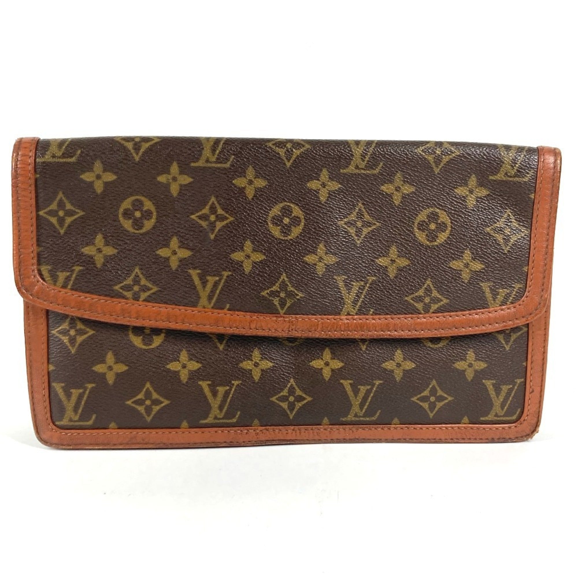 Louis Vuitton Brown Monogram Canvas Clutch Bag Pochette Pouch (Pre-Owned)