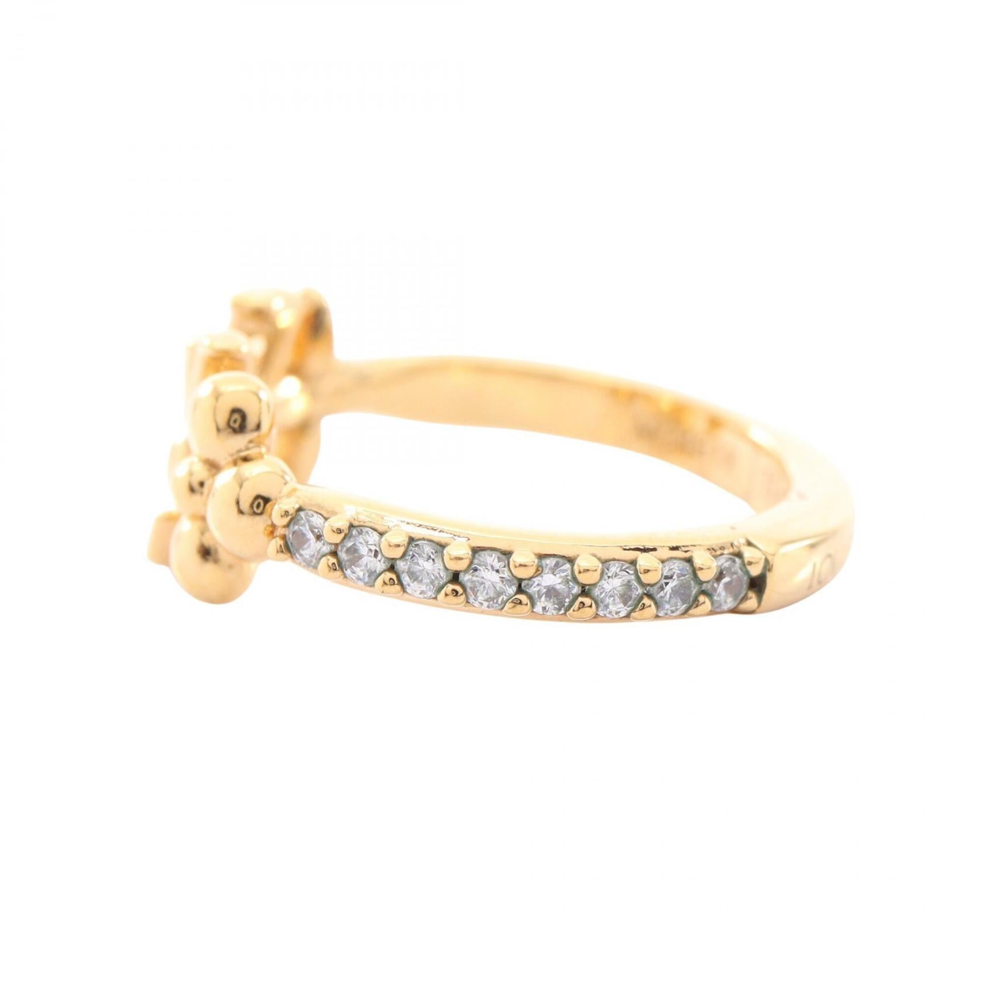 Louis Vuitton Gold Clear Gold Plating Rhinestone Band Ring (Pre-Owned)