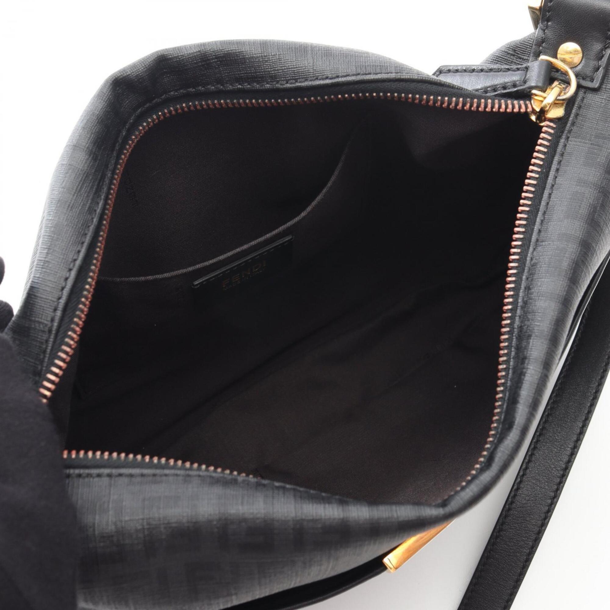 Fendi Black Coated Canvas Leather Shoulder Bag (Pre-Owned)